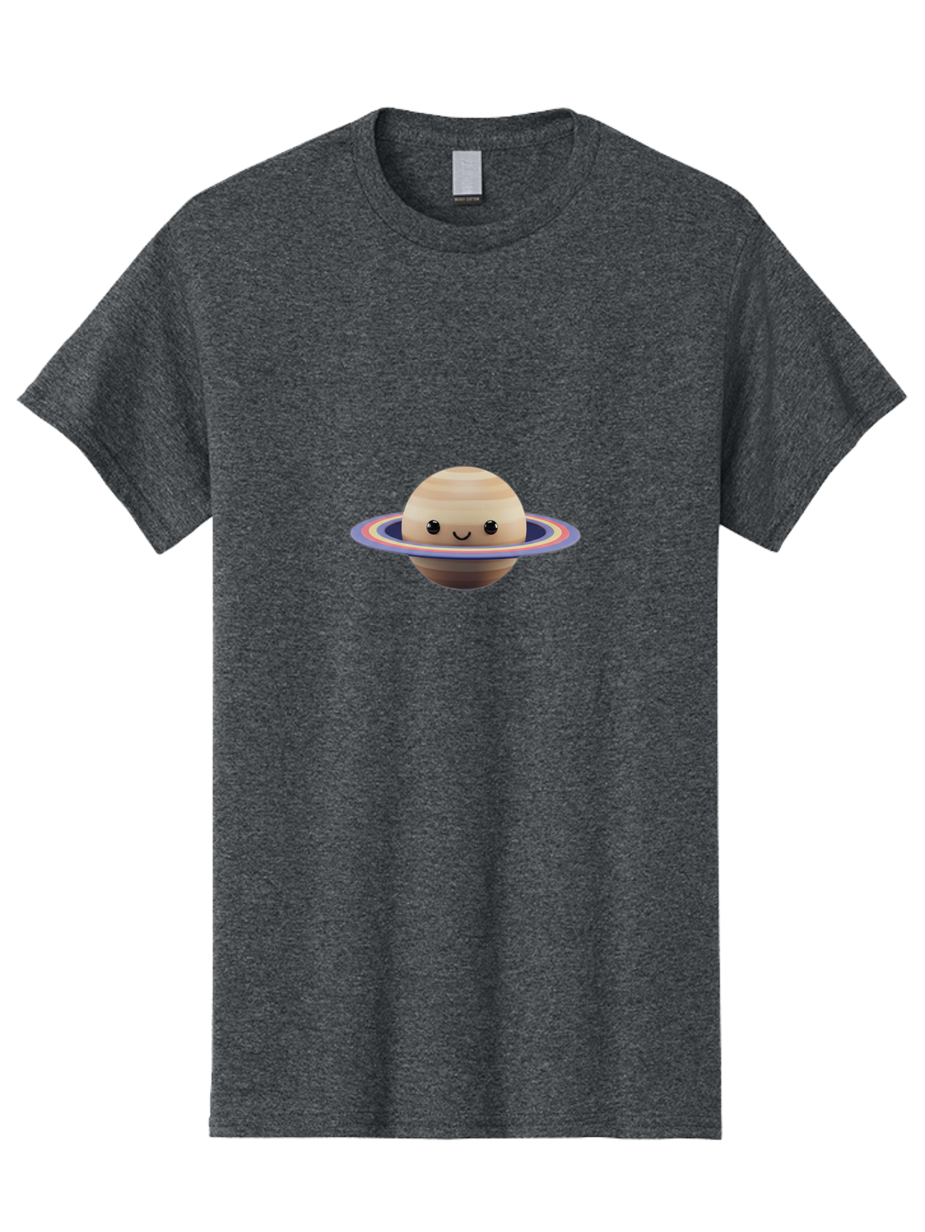 Saturn Men'S Graphic Tee, 100% Cotton, Comfortable Casual Summer Wear, Machine Washable, Cartoon Saturn, Smiling Planet, Kawaii Space, Colorful Rings, Space Illustration, Cute Saturn, Happy Face, Pastel Colors, Ringed Planet, Whimsical Art Bad511 5