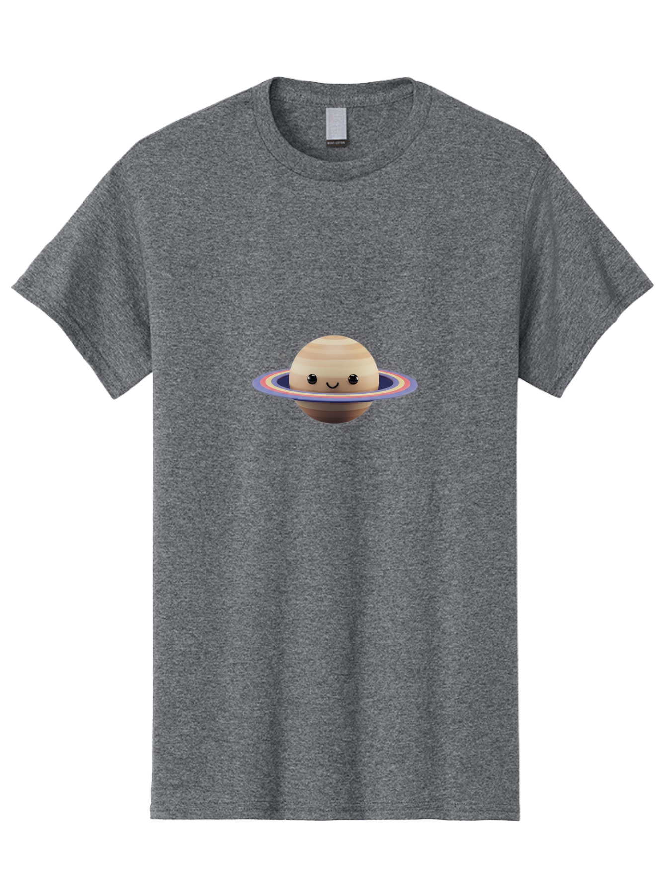 Saturn Men'S Graphic Tee, 100% Cotton, Comfortable Casual Summer Wear, Machine Washable, Cartoon Saturn, Smiling Planet, Kawaii Space, Colorful Rings, Space Illustration, Cute Saturn, Happy Face, Pastel Colors, Ringed Planet, Whimsical Art Bad511 11