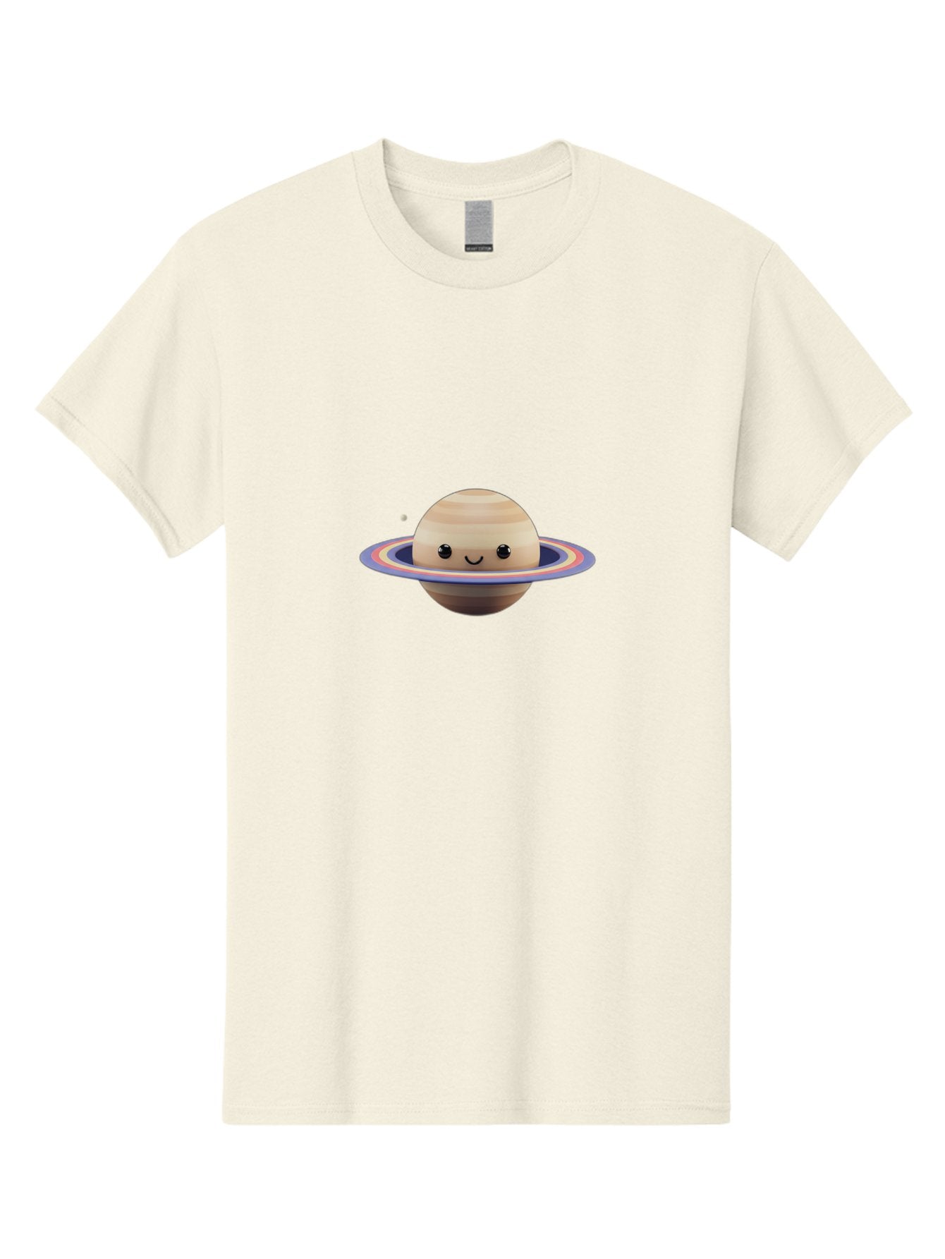 Saturn Men'S Graphic Tee, 100% Cotton, Comfortable Casual Summer Wear, Machine Washable, Cartoon Saturn, Smiling Planet, Kawaii Space, Colorful Rings, Space Illustration, Cute Saturn, Happy Face, Pastel Colors, Ringed Planet, Whimsical Art Bad511 6