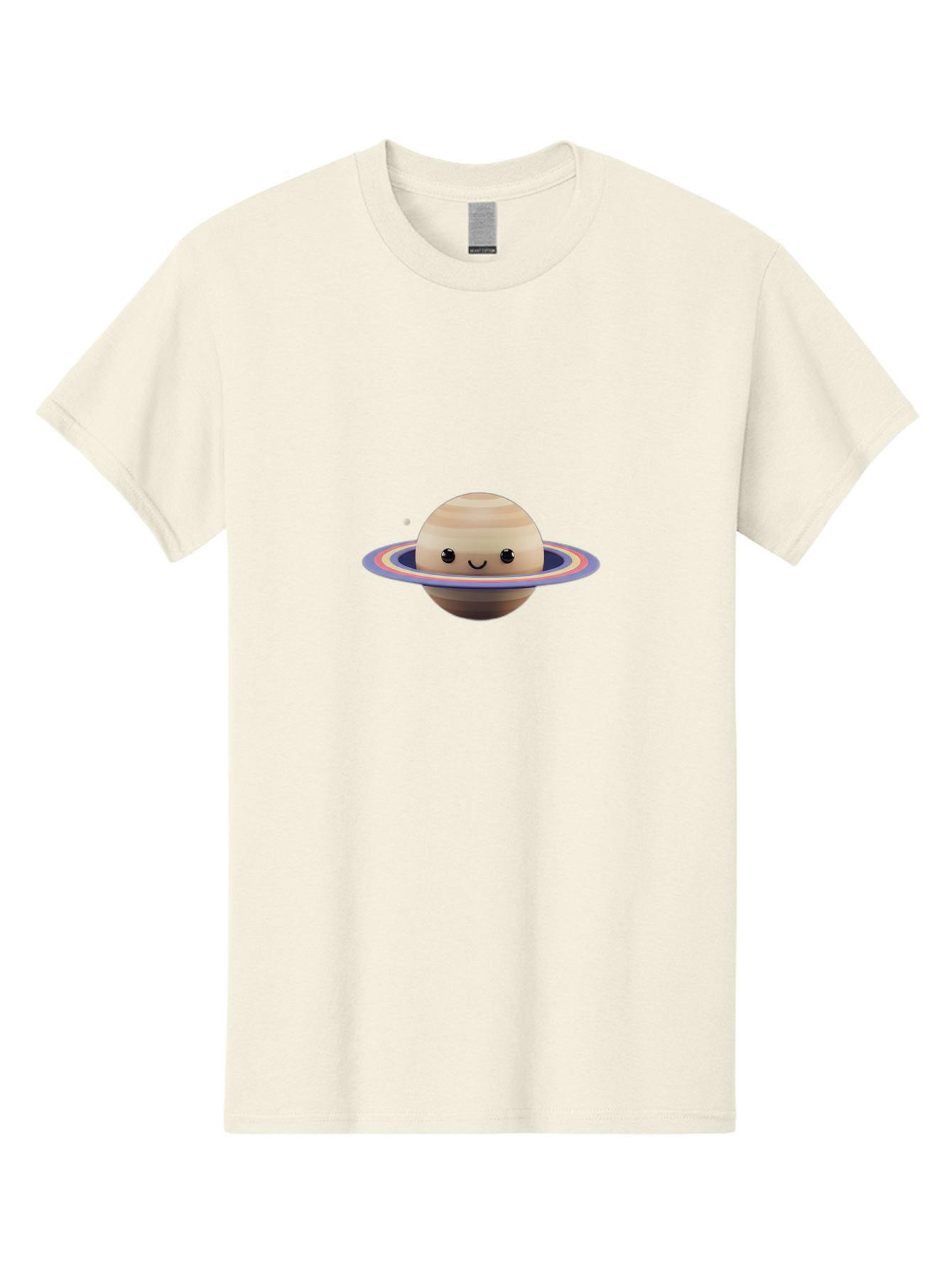 Saturn Men'S Graphic Tee, 100% Cotton, Comfortable Casual Summer Wear, Machine Washable, Cartoon Saturn, Smiling Planet, Kawaii Space, Colorful Rings, Space Illustration, Cute Saturn, Happy Face, Pastel Colors, Ringed Planet, Whimsical Art Bad511 7