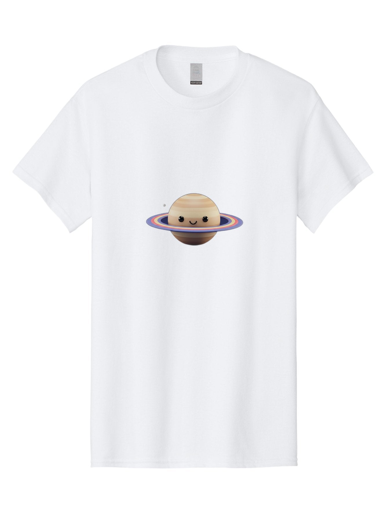 Saturn Men'S Graphic Tee, 100% Cotton, Comfortable Casual Summer Wear, Machine Washable, Cartoon Saturn, Smiling Planet, Kawaii Space, Colorful Rings, Space Illustration, Cute Saturn, Happy Face, Pastel Colors, Ringed Planet, Whimsical Art Bad511 10