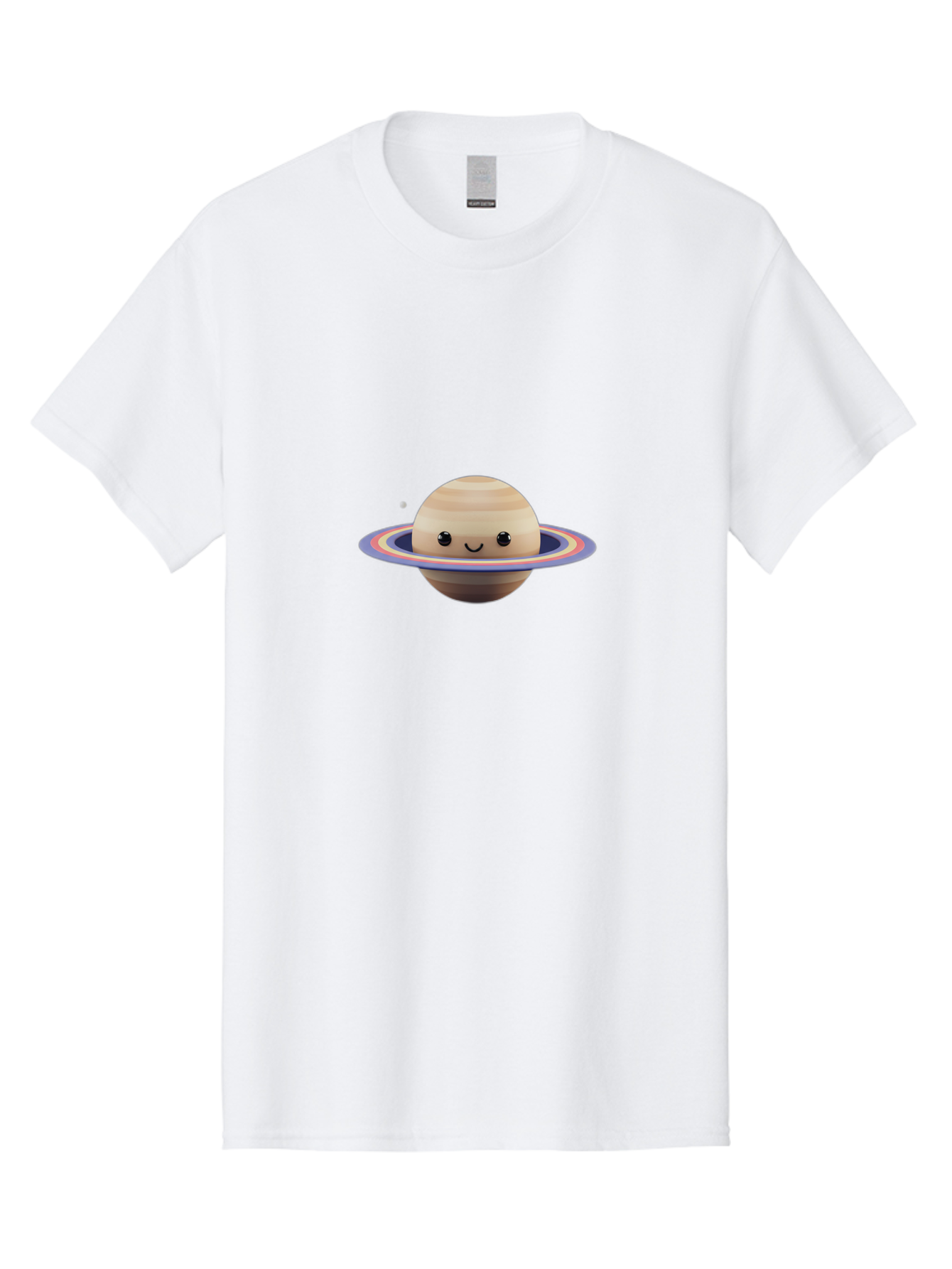 Saturn Men'S Graphic Tee, 100% Cotton, Comfortable Casual Summer Wear, Machine Washable, Cartoon Saturn, Smiling Planet, Kawaii Space, Colorful Rings, Space Illustration, Cute Saturn, Happy Face, Pastel Colors, Ringed Planet, Whimsical Art Bad511 14