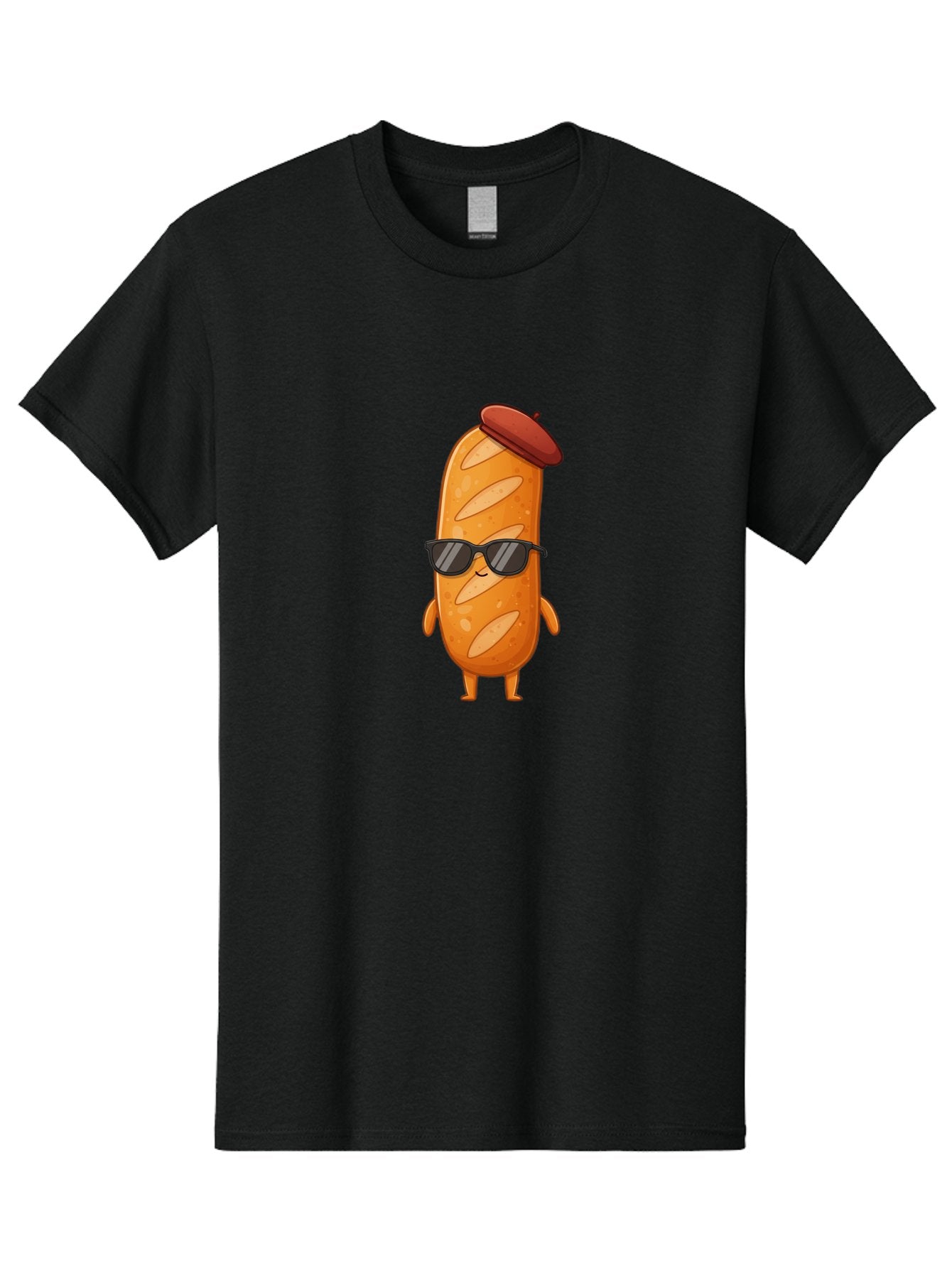 Sausage-Roll Men'S Graphic Tee, 100% Cotton, Comfortable Casual Summer Wear, Machine Washable, Cartoon Bread Character, Bread With Sunglasses, Bread With Beret, Funny Food Illustration, Humorous Baked Goods, Quirky Cartoon Character, Bad513 13