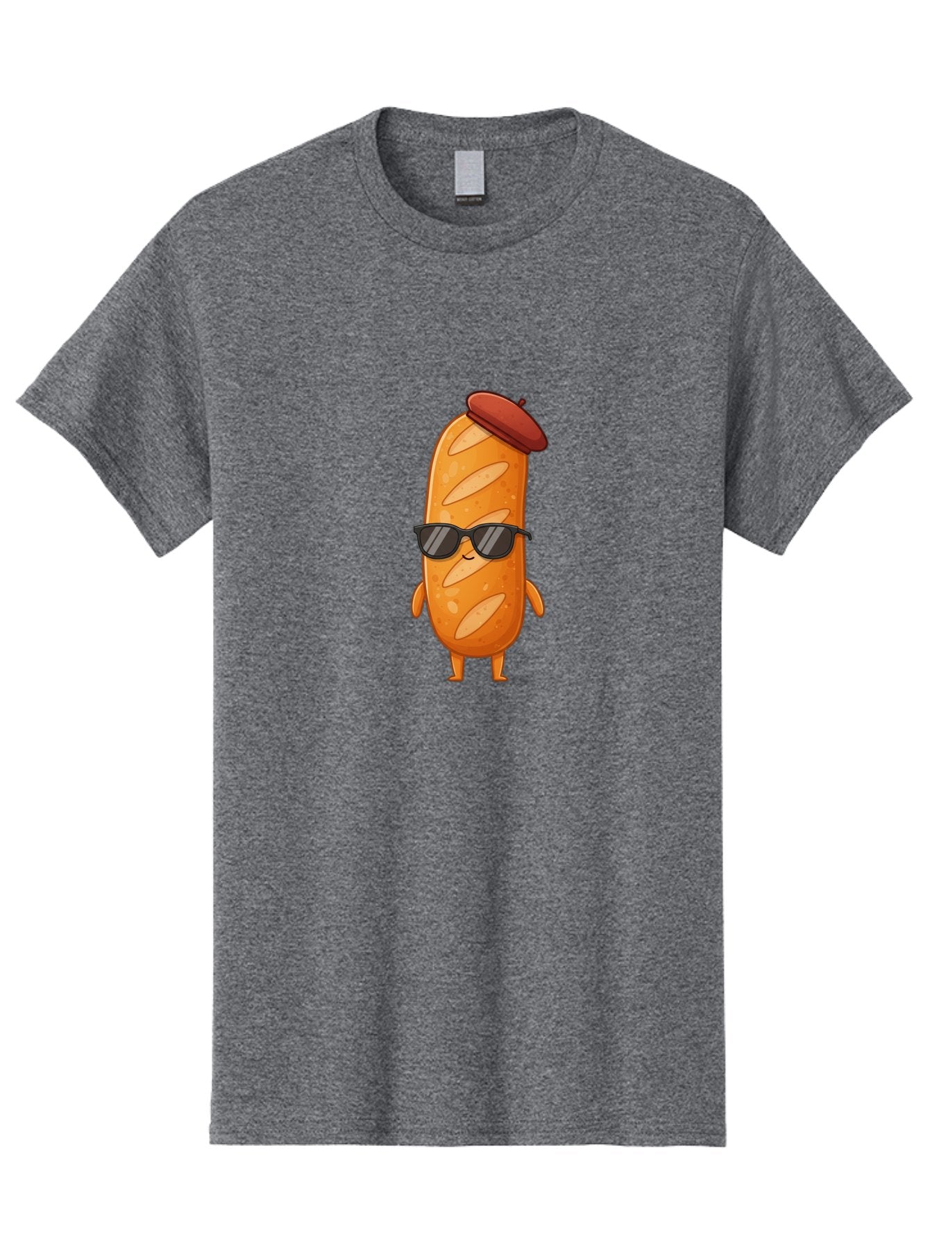 Sausage-Roll Men'S Graphic Tee, 100% Cotton, Comfortable Casual Summer Wear, Machine Washable, Cartoon Bread Character, Bread With Sunglasses, Bread With Beret, Funny Food Illustration, Humorous Baked Goods, Quirky Cartoon Character, Bad513 3