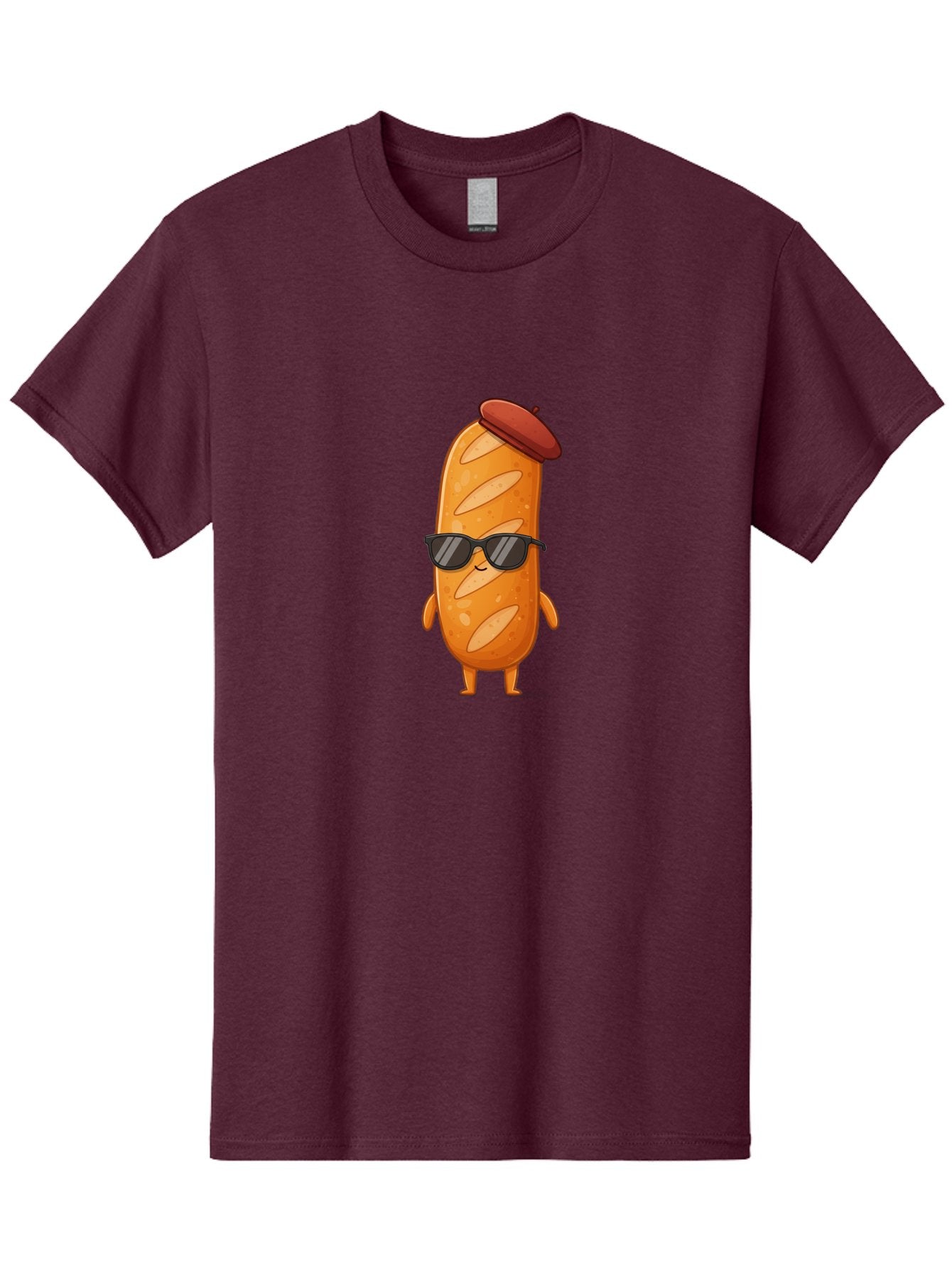Sausage-Roll Men'S Graphic Tee, 100% Cotton, Comfortable Casual Summer Wear, Machine Washable, Cartoon Bread Character, Bread With Sunglasses, Bread With Beret, Funny Food Illustration, Humorous Baked Goods, Quirky Cartoon Character, Bad513 4