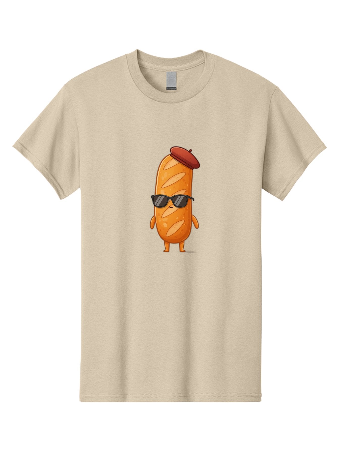Sausage-Roll Men'S Graphic Tee, 100% Cotton, Comfortable Casual Summer Wear, Machine Washable, Cartoon Bread Character, Bread With Sunglasses, Bread With Beret, Funny Food Illustration, Humorous Baked Goods, Quirky Cartoon Character, Bad513 6
