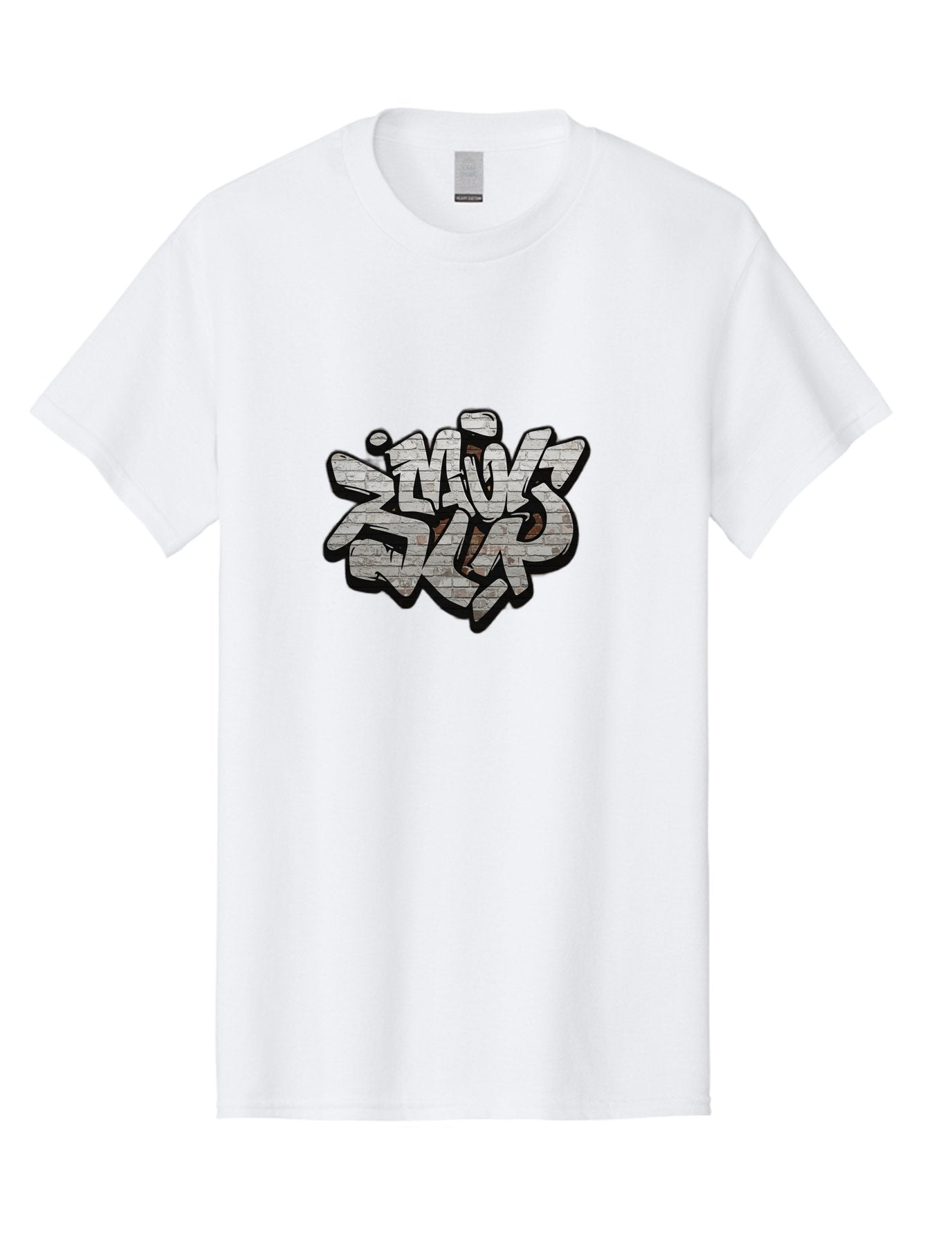 Savs-Savs Men'S Graphic Tee, 100% Cotton, Comfortable Casual Summer Wear, Machine Washable, Graffiti Art, Street Art, Urban Culture, Edgy Style, Bold Design, Skins Slap, Modern Aesthetic, Abstract Typography, Brick Texture, Stylized Lettering, Bad514