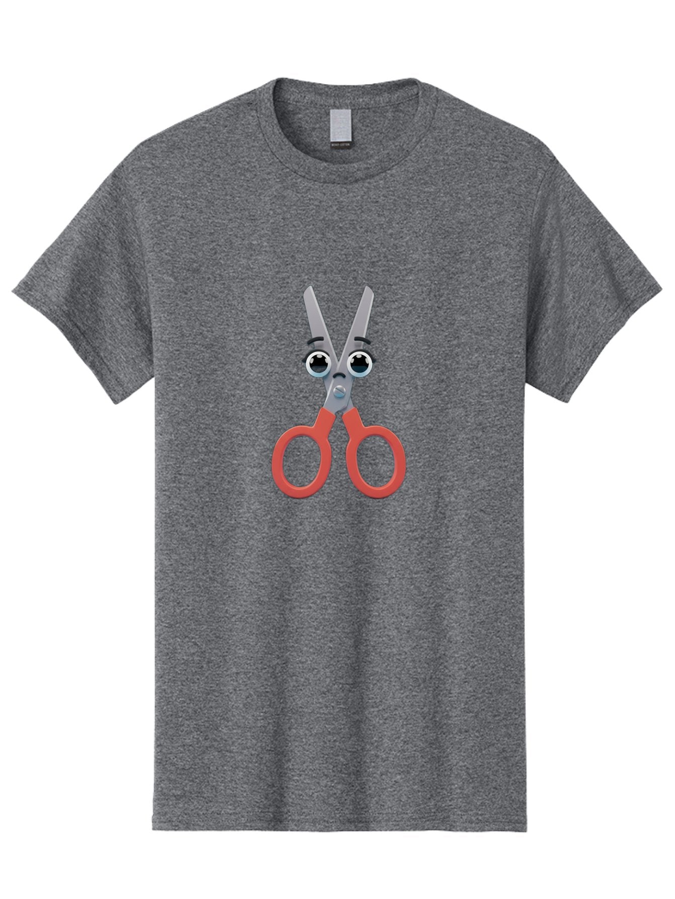 Scissors-1 Men'S Graphic Tee, 100% Cotton, Comfortable Casual Summer Wear, Machine Washable, Cartoon Scissors, Funny Face, Red Handles, Gray Blades, Large Eyes, Surprised Expression, Office Supplies, Craft Tools, Anthropomorphic Object, Bad516 10
