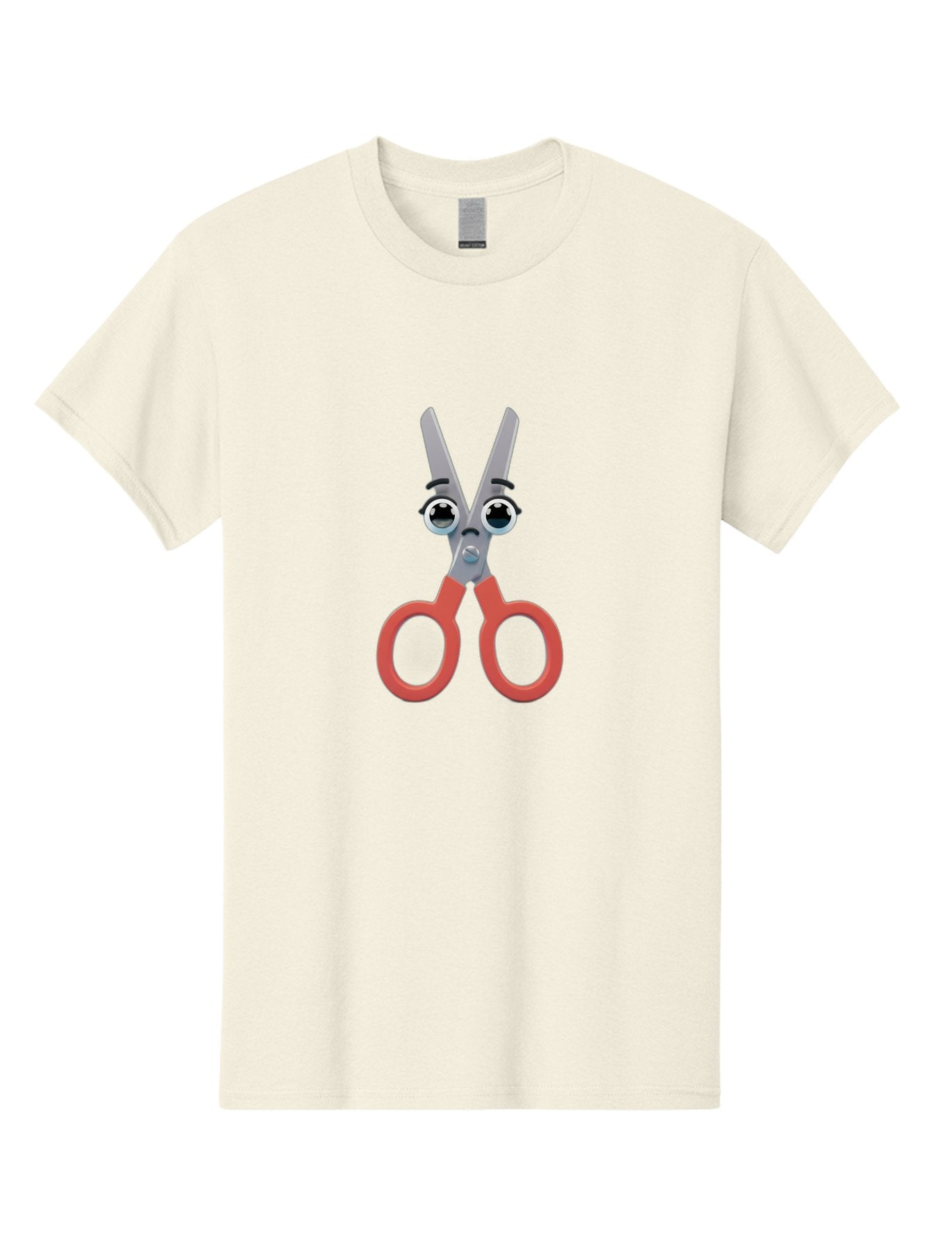 Scissors-1 Men'S Graphic Tee, 100% Cotton, Comfortable Casual Summer Wear, Machine Washable, Cartoon Scissors, Funny Face, Red Handles, Gray Blades, Large Eyes, Surprised Expression, Office Supplies, Craft Tools, Anthropomorphic Object, Bad516 7