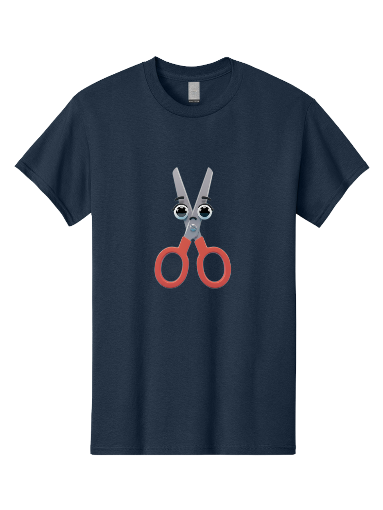 Scissors-1 Men'S Graphic Tee, 100% Cotton, Comfortable Casual Summer Wear, Machine Washable, Cartoon Scissors, Funny Face, Red Handles, Gray Blades, Large Eyes, Surprised Expression, Office Supplies, Craft Tools, Anthropomorphic Object, Bad516 3