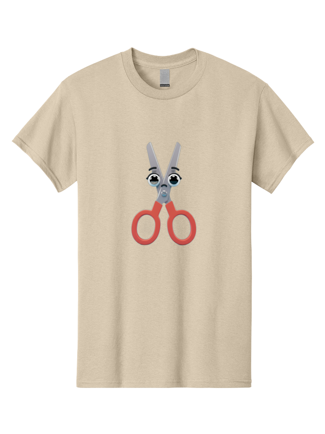 Scissors-1 Men'S Graphic Tee, 100% Cotton, Comfortable Casual Summer Wear, Machine Washable, Cartoon Scissors, Funny Face, Red Handles, Gray Blades, Large Eyes, Surprised Expression, Office Supplies, Craft Tools, Anthropomorphic Object, Bad516 6