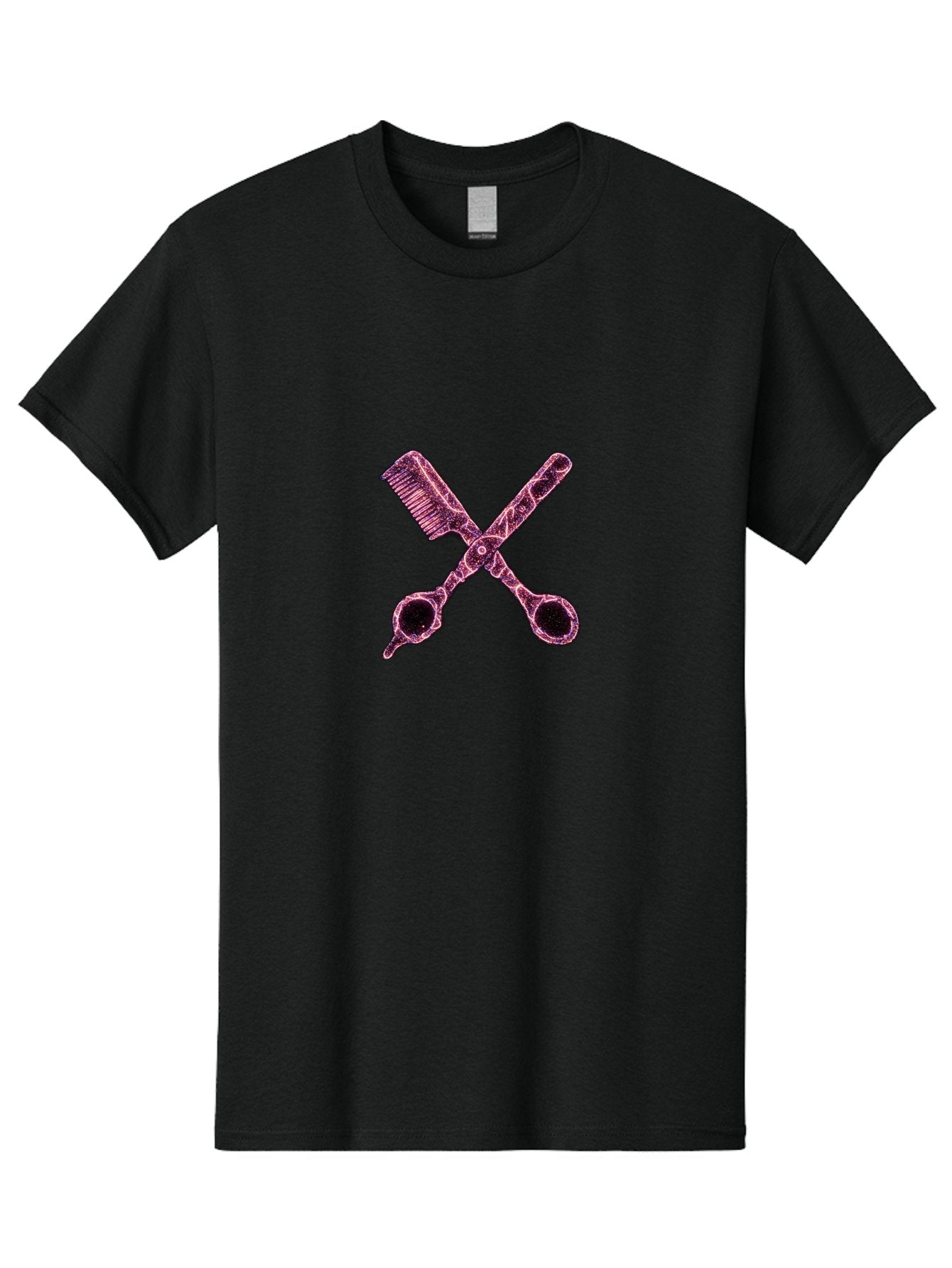 Scissors-And-Comb-1 Men'S Graphic Tee, 100% Cotton, Comfortable Casual Summer Wear, Machine Washable, Salon Logo, Beauty Tools, Hair Cutting Scissors, Comb And Scissors, Hairdressing Equipment, Beauty Salon, Pink Graphics, Salon Icon, Bad518 14