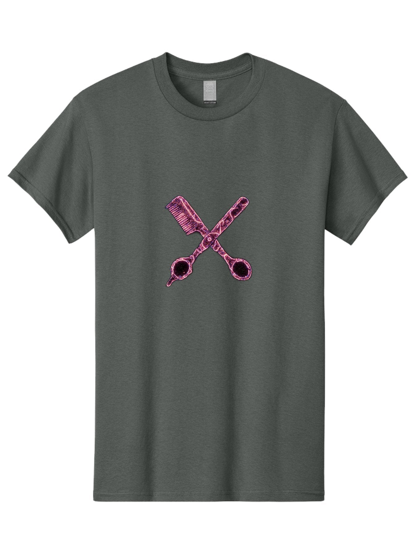 Scissors-And-Comb-1 Men'S Graphic Tee, 100% Cotton, Comfortable Casual Summer Wear, Machine Washable, Salon Logo, Beauty Tools, Hair Cutting Scissors, Comb And Scissors, Hairdressing Equipment, Beauty Salon, Pink Graphics, Salon Icon, Bad518 10