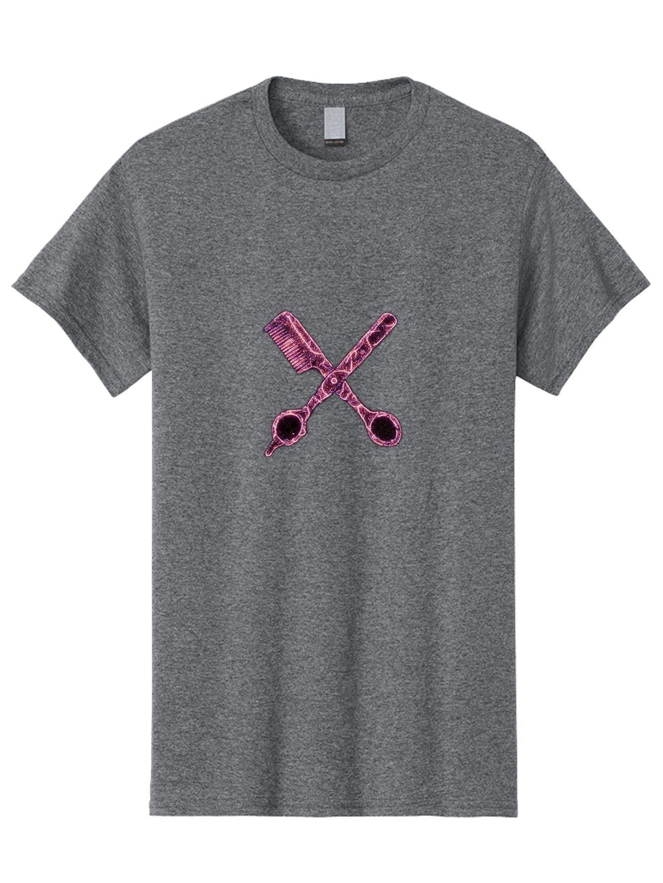Scissors-And-Comb-1 Men'S Graphic Tee, 100% Cotton, Comfortable Casual Summer Wear, Machine Washable, Salon Logo, Beauty Tools, Hair Cutting Scissors, Comb And Scissors, Hairdressing Equipment, Beauty Salon, Pink Graphics, Salon Icon, Bad518 3