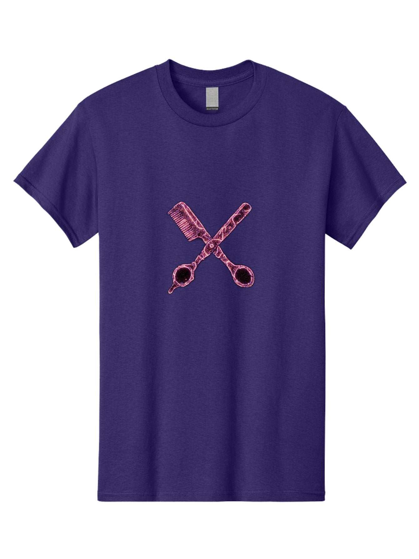 Scissors-And-Comb-1 Men'S Graphic Tee, 100% Cotton, Comfortable Casual Summer Wear, Machine Washable, Salon Logo, Beauty Tools, Hair Cutting Scissors, Comb And Scissors, Hairdressing Equipment, Beauty Salon, Pink Graphics, Salon Icon, Bad518