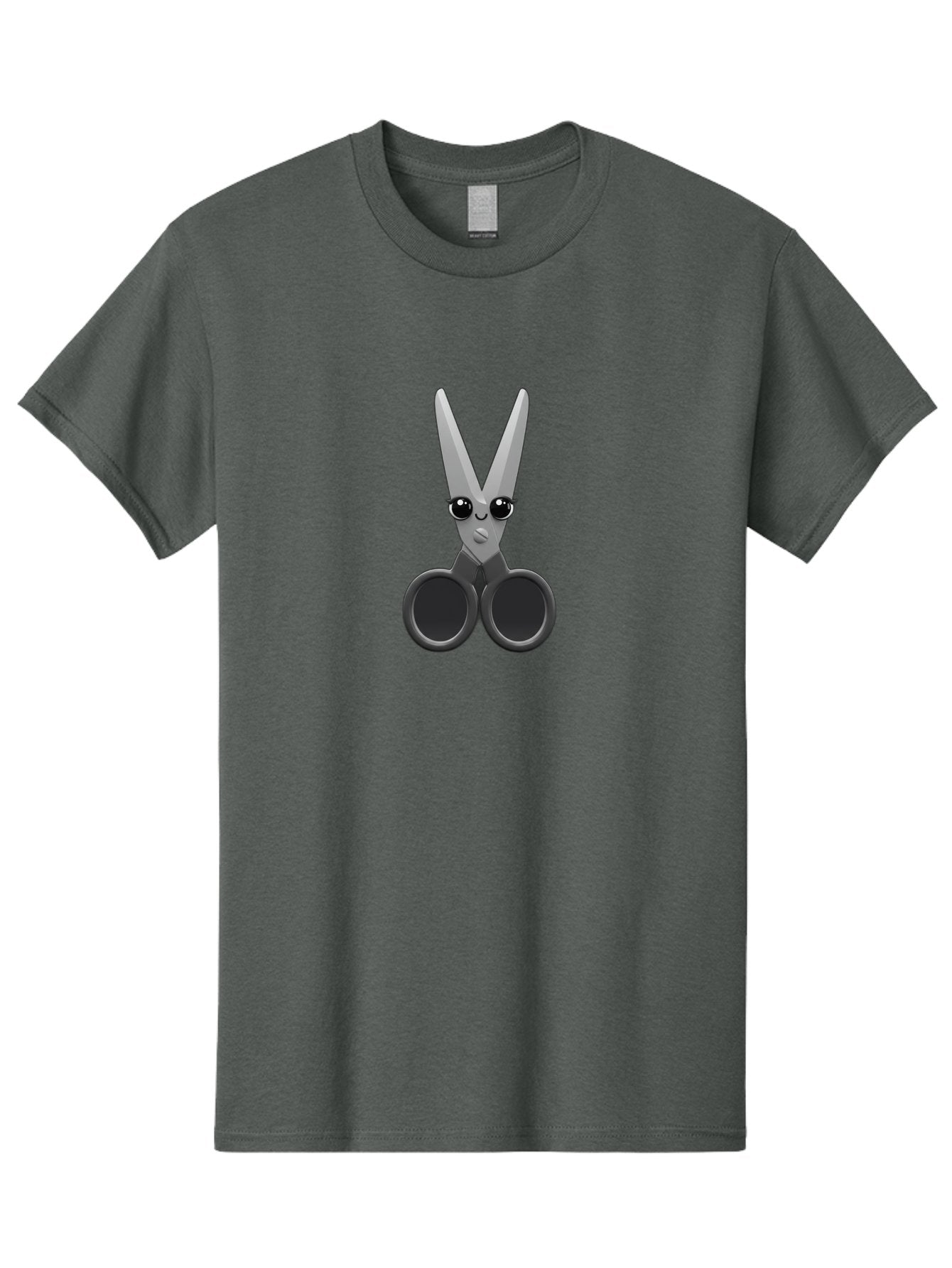 Scissors-Character-2 Men'S Graphic Tee, 100% Cotton, Comfortable Casual Summer Wear, Machine Washable, Cartoon Scissors, Cute Face, Large Eyes, Silver Blades, Black Handles, Office Supplies, Crafting Tools, Creative Design Bad521 14