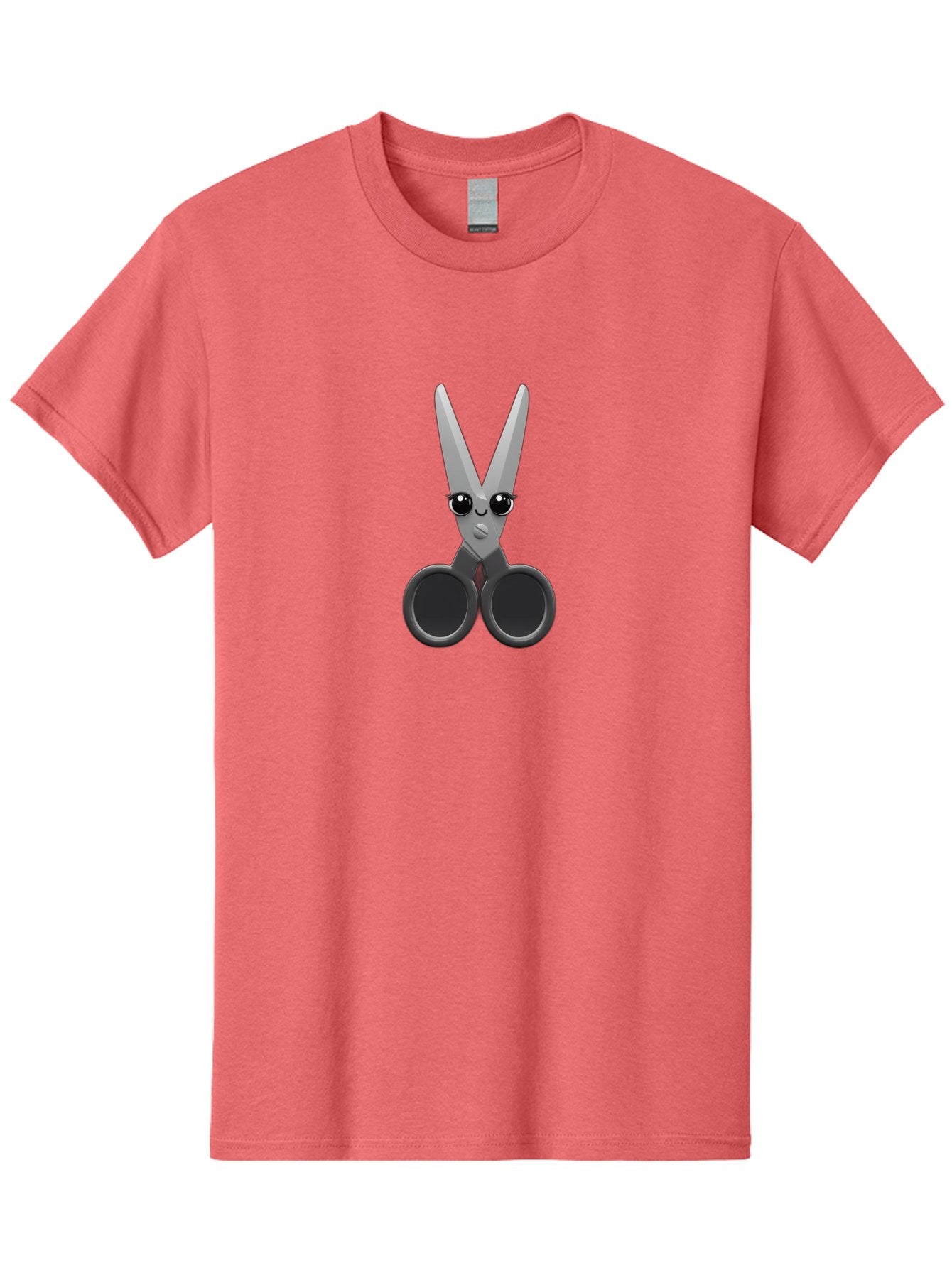 Scissors-Character-2 Men'S Graphic Tee, 100% Cotton, Comfortable Casual Summer Wear, Machine Washable, Cartoon Scissors, Cute Face, Large Eyes, Silver Blades, Black Handles, Office Supplies, Crafting Tools, Creative Design Bad521 11