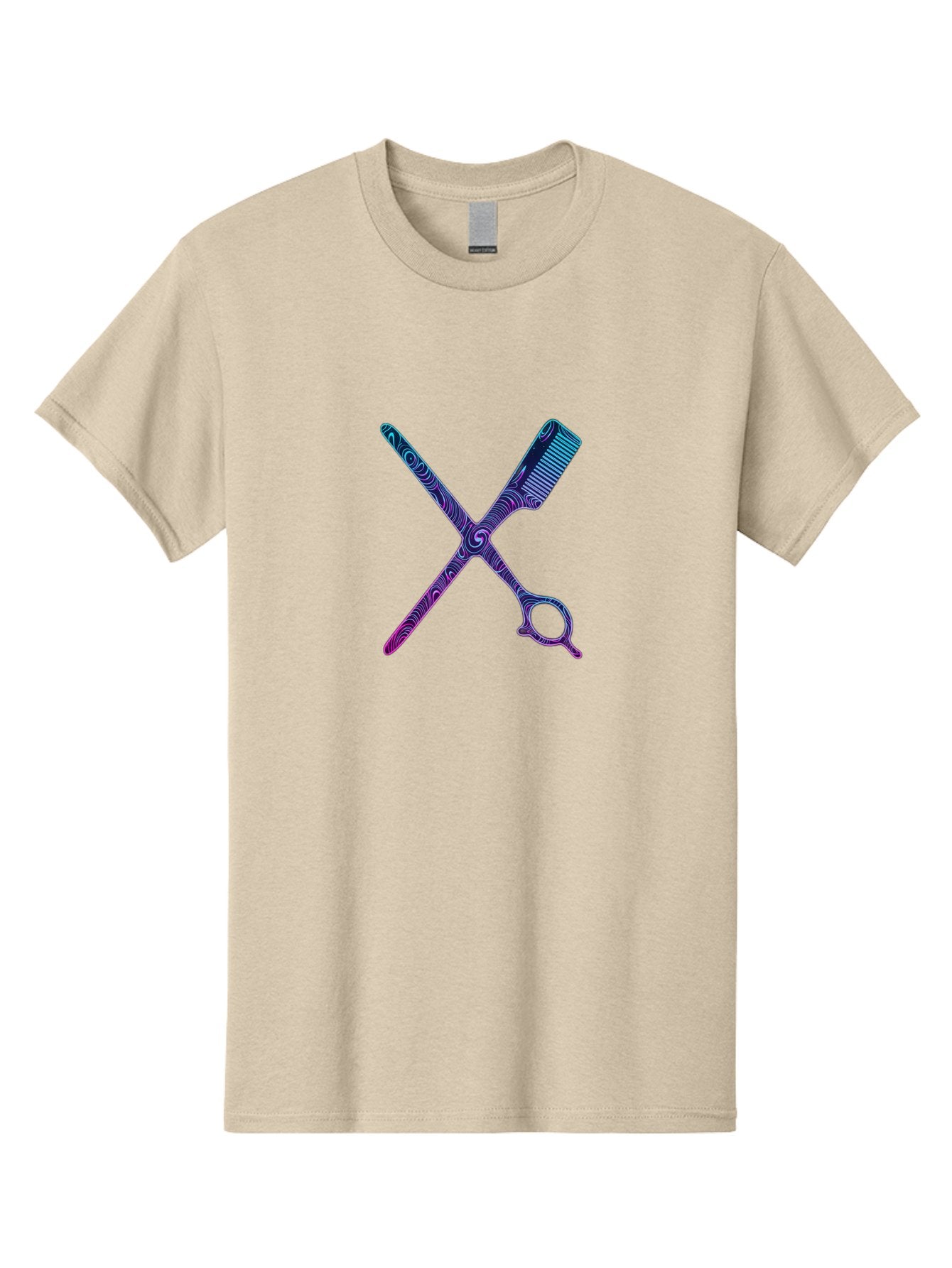 Scissors-Comb Men'S Graphic Tee, 100% Cotton, Comfortable Casual Summer Wear, Machine Washable, Barber Tools, Hair Cutting Scissors, Comb And Scissors, Grooming Equipment, Salon Essentials, Beauty Tools, Styling Accessories Bad524 4