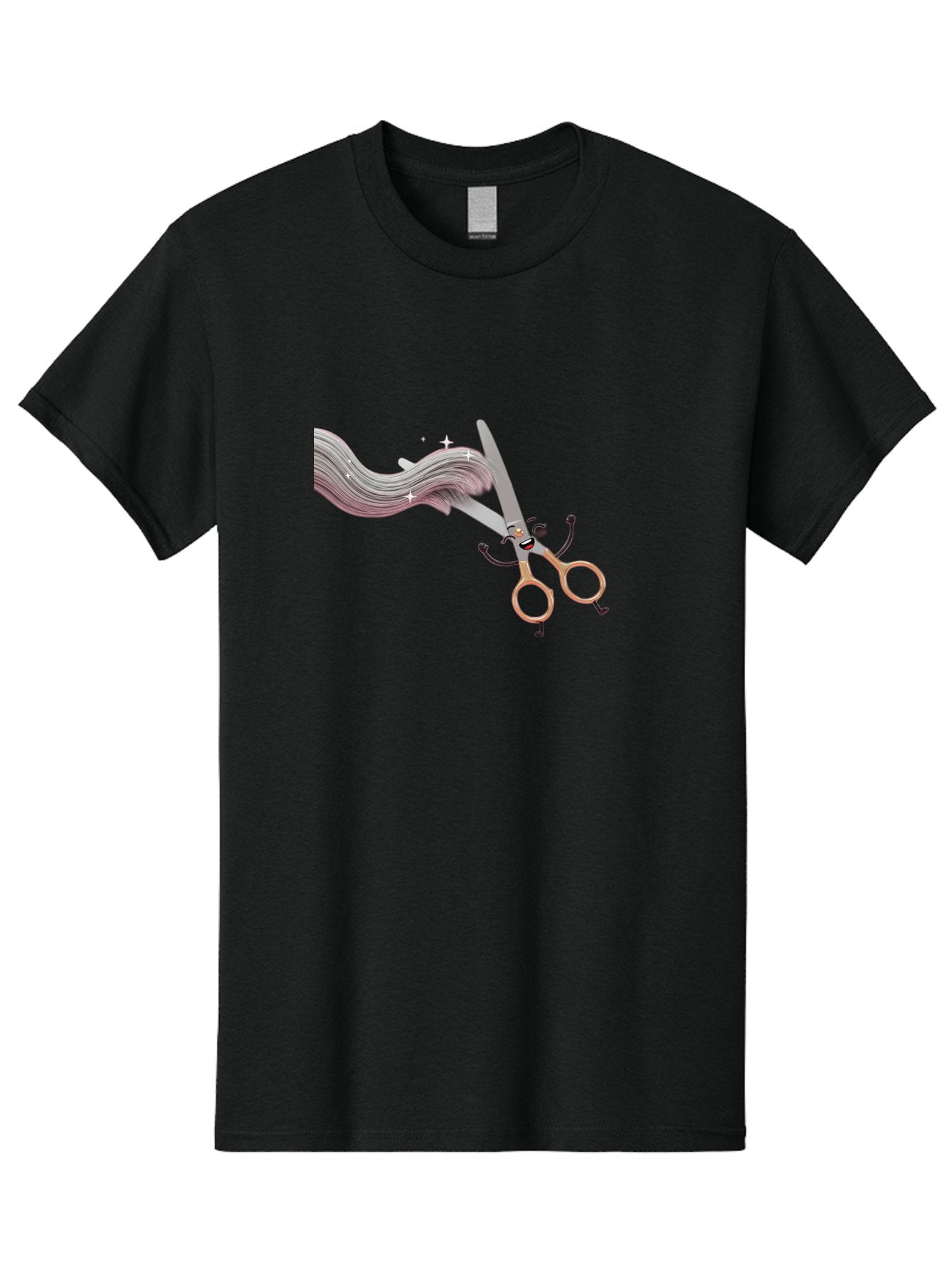 Scissors-Cutting-Hair Men'S Graphic Tee, 100% Cotton, Comfortable Casual Summer Wear, Machine Washable, Scissors Character, Cartoon Haircut, Beauty Salon, Hairstyling Tools, Hair Trimming, Barber Shop, Grooming Essentials, Creative Cutting, Bad525 5