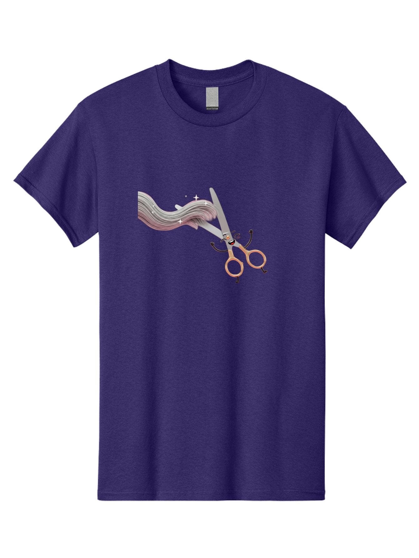Scissors-Cutting-Hair Men'S Graphic Tee, 100% Cotton, Comfortable Casual Summer Wear, Machine Washable, Scissors Character, Cartoon Haircut, Beauty Salon, Hairstyling Tools, Hair Trimming, Barber Shop, Grooming Essentials, Creative Cutting, Bad525 10
