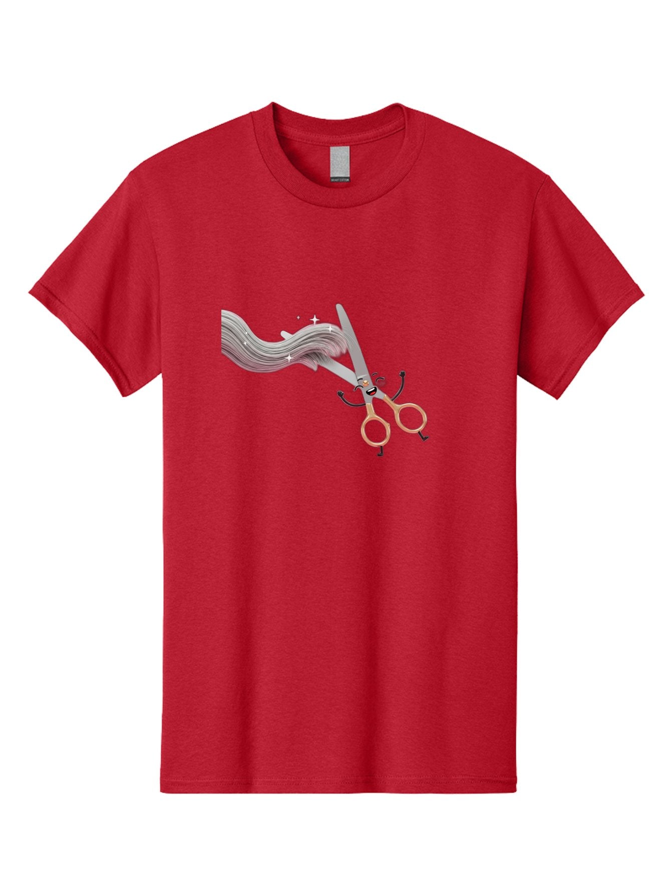 Scissors-Cutting-Hair Men'S Graphic Tee, 100% Cotton, Comfortable Casual Summer Wear, Machine Washable, Scissors Character, Cartoon Haircut, Beauty Salon, Hairstyling Tools, Hair Trimming, Barber Shop, Grooming Essentials, Creative Cutting, Bad525