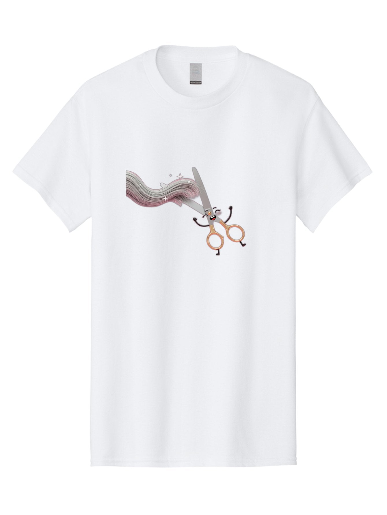 Scissors-Cutting-Hair Men'S Graphic Tee, 100% Cotton, Comfortable Casual Summer Wear, Machine Washable, Scissors Character, Cartoon Haircut, Beauty Salon, Hairstyling Tools, Hair Trimming, Barber Shop, Grooming Essentials, Creative Cutting, Bad525 3