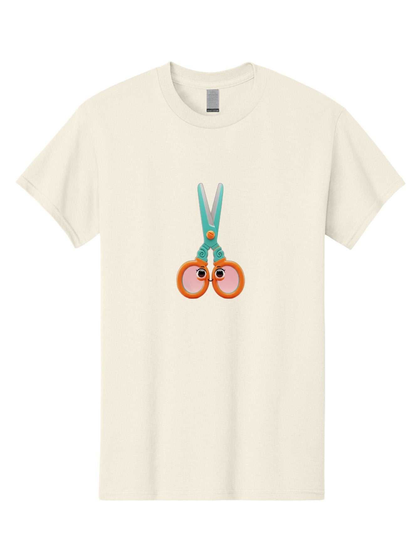 Scissors-Friends Men'S Graphic Tee, 100% Cotton, Comfortable Casual Summer Wear, Machine Washable, Cartoon Scissors, Orange Handles, Teal Metal, Cute Eyes, Smiling Faces, Childrens Craft Supplies, Playful Art, Creativity Tools, Fun Stationery Bad526 13