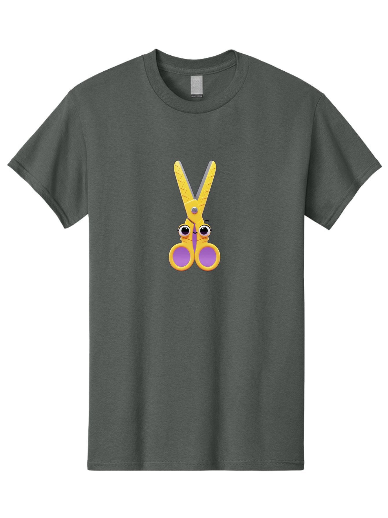 Scissors Men'S Graphic Tee, 100% Cotton, Comfortable Casual Summer Wear, Machine Washable, Cartoon Scissors, Yellow And Purple, Cute Eyes, Fun Craft, Kids Art, Crafting Tools, School Supplies, Creative Projects Bad528