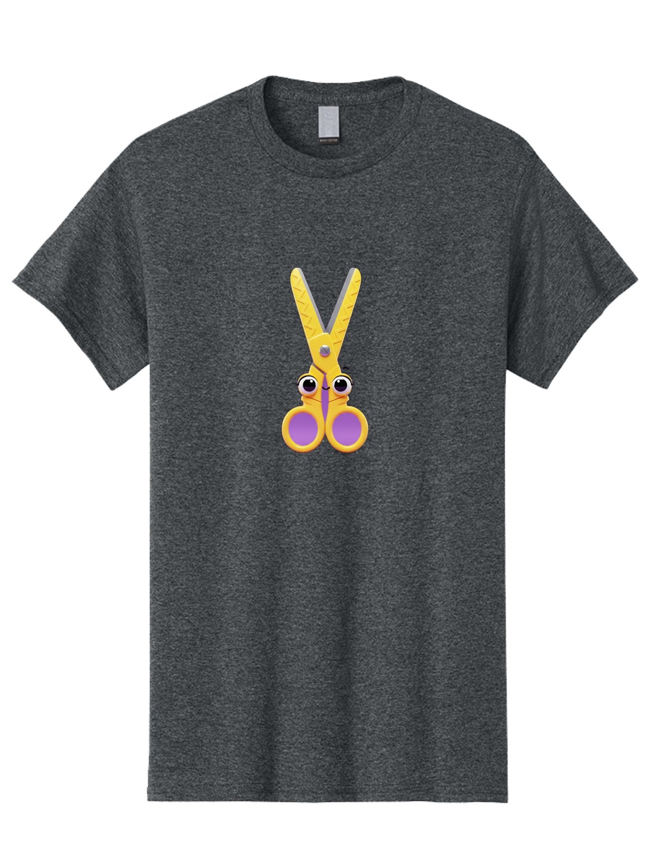 Scissors Men'S Graphic Tee, 100% Cotton, Comfortable Casual Summer Wear, Machine Washable, Cartoon Scissors, Yellow And Purple, Cute Eyes, Fun Craft, Kids Art, Crafting Tools, School Supplies, Creative Projects Bad528