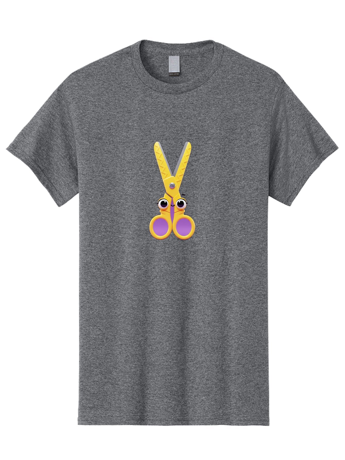 Scissors Men'S Graphic Tee, 100% Cotton, Comfortable Casual Summer Wear, Machine Washable, Cartoon Scissors, Yellow And Purple, Cute Eyes, Fun Craft, Kids Art, Crafting Tools, School Supplies, Creative Projects Bad528 3