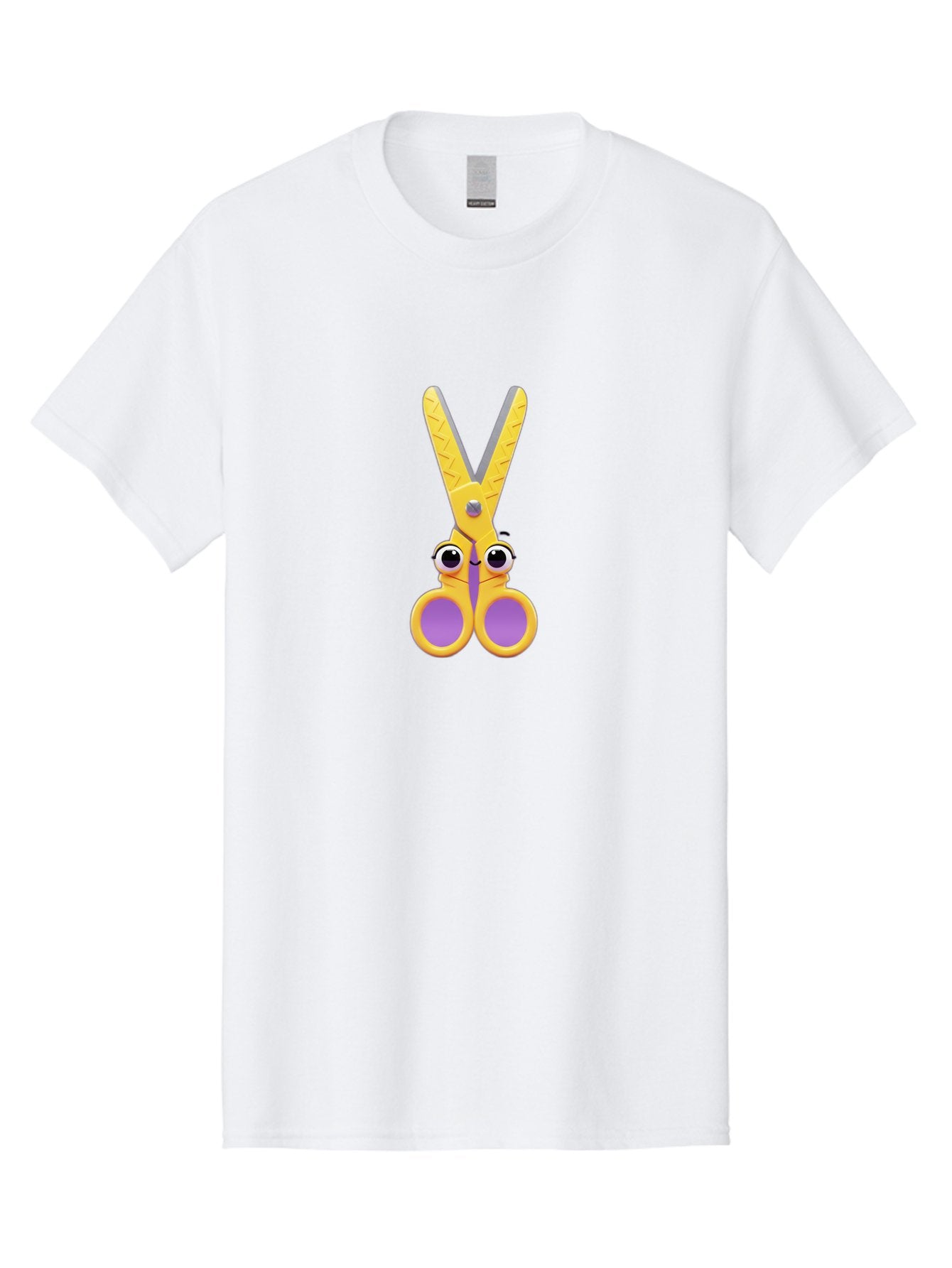 Scissors Men'S Graphic Tee, 100% Cotton, Comfortable Casual Summer Wear, Machine Washable, Cartoon Scissors, Yellow And Purple, Cute Eyes, Fun Craft, Kids Art, Crafting Tools, School Supplies, Creative Projects Bad528 4