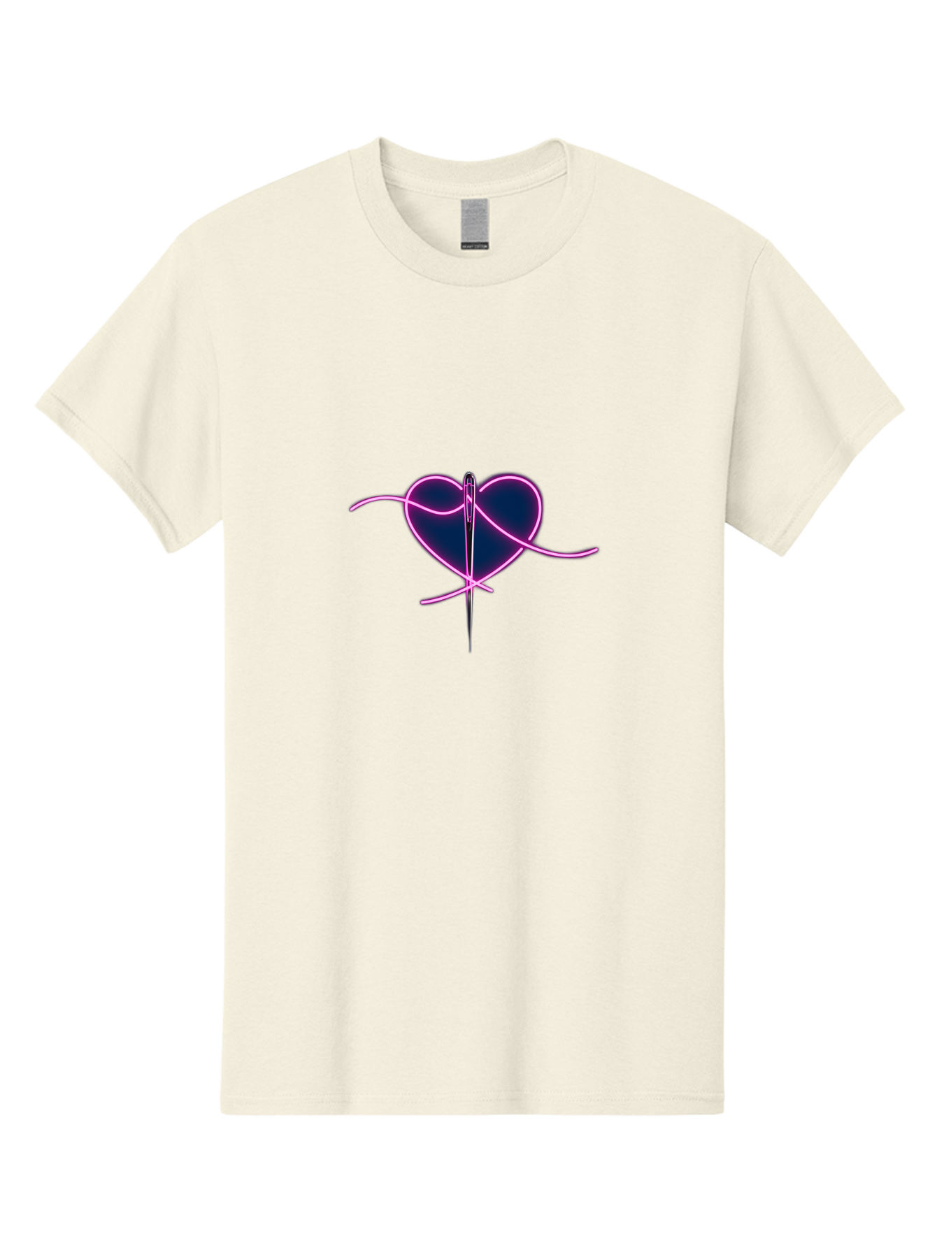 Sewing-Heart-1 Men'S Graphic Tee, 100% Cotton, Comfortable Casual Summer Wear, Machine Washable, Heart Shape, Sewing Needle, Thread, Pink Outline, Dark Blue Heart, Mending Heart, Love Repair, Heart Stitch, Symbolism, Heart Repair, Love Symbol Bad529 14