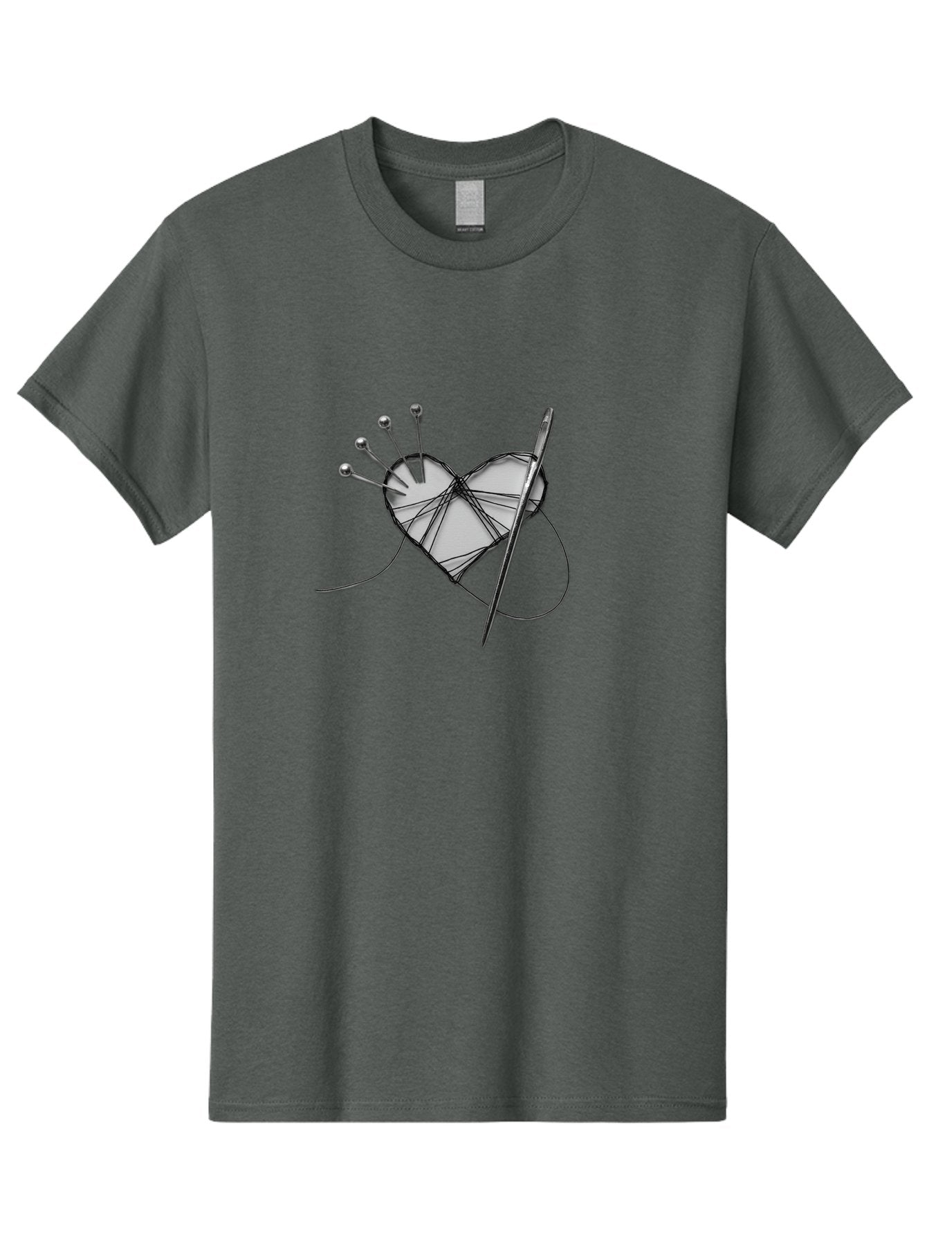 Sewing-Heart Men'S Graphic Tee, 100% Cotton, Comfortable Casual Summer Wear, Machine Washable, Sewing, Heart Shape, Needle And Thread, Pin Cushion, Crafting, Diy, Embroidery, Handmade, Repair, Symbol Of Love Bad530 13