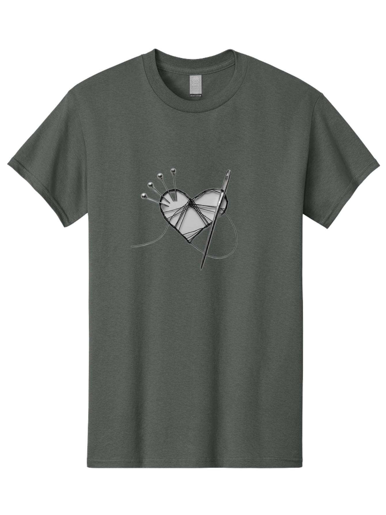 Sewing-Heart Men'S Graphic Tee, 100% Cotton, Comfortable Casual Summer Wear, Machine Washable, Sewing, Heart Shape, Needle And Thread, Pin Cushion, Crafting, Diy, Embroidery, Handmade, Repair, Symbol Of Love Bad530 15