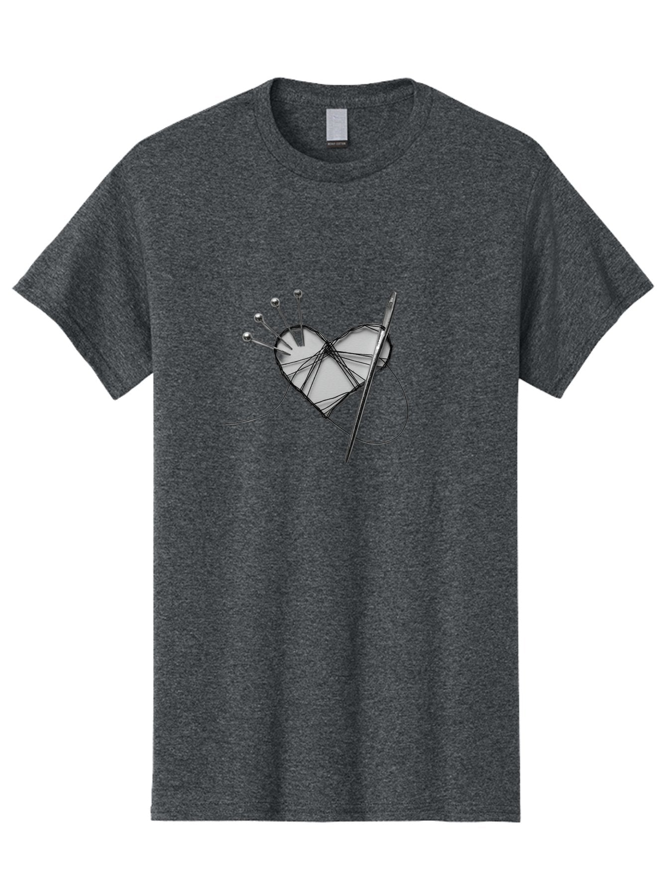 Sewing-Heart Men'S Graphic Tee, 100% Cotton, Comfortable Casual Summer Wear, Machine Washable, Sewing, Heart Shape, Needle And Thread, Pin Cushion, Crafting, Diy, Embroidery, Handmade, Repair, Symbol Of Love Bad530 14
