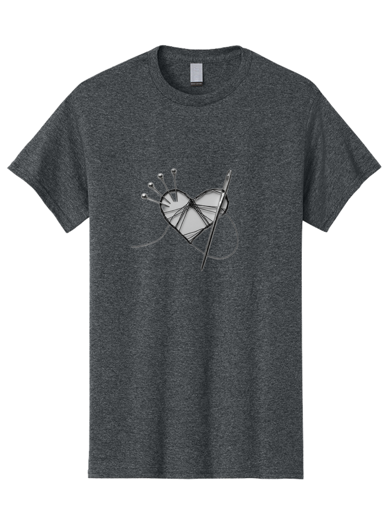 Sewing-Heart Men'S Graphic Tee, 100% Cotton, Comfortable Casual Summer Wear, Machine Washable, Sewing, Heart Shape, Needle And Thread, Pin Cushion, Crafting, Diy, Embroidery, Handmade, Repair, Symbol Of Love Bad530