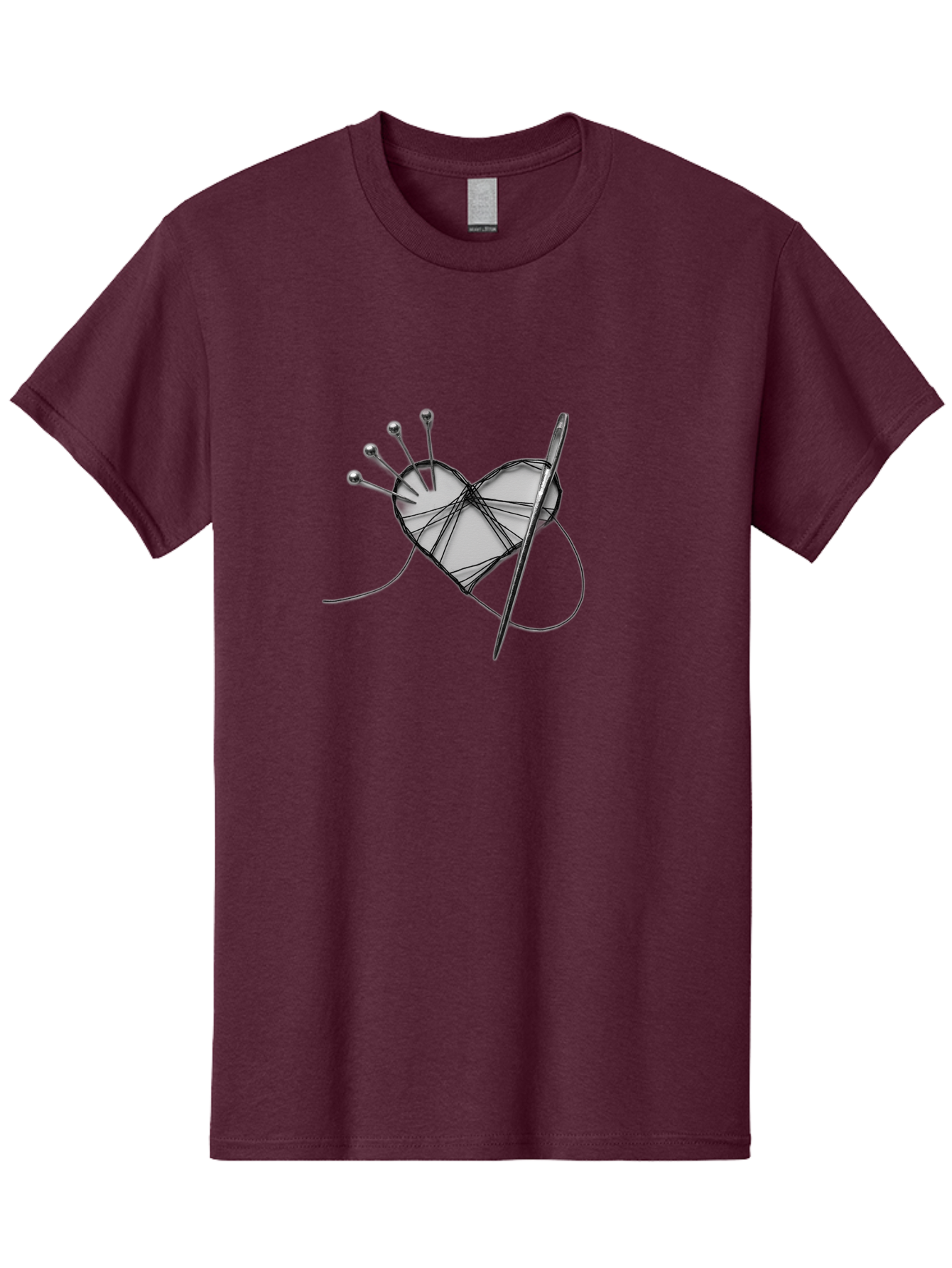 Sewing-Heart Men'S Graphic Tee, 100% Cotton, Comfortable Casual Summer Wear, Machine Washable, Sewing, Heart Shape, Needle And Thread, Pin Cushion, Crafting, Diy, Embroidery, Handmade, Repair, Symbol Of Love Bad530 3