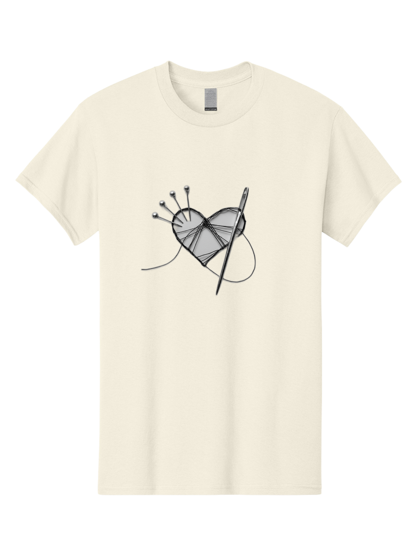 Sewing-Heart Men'S Graphic Tee, 100% Cotton, Comfortable Casual Summer Wear, Machine Washable, Sewing, Heart Shape, Needle And Thread, Pin Cushion, Crafting, Diy, Embroidery, Handmade, Repair, Symbol Of Love Bad530