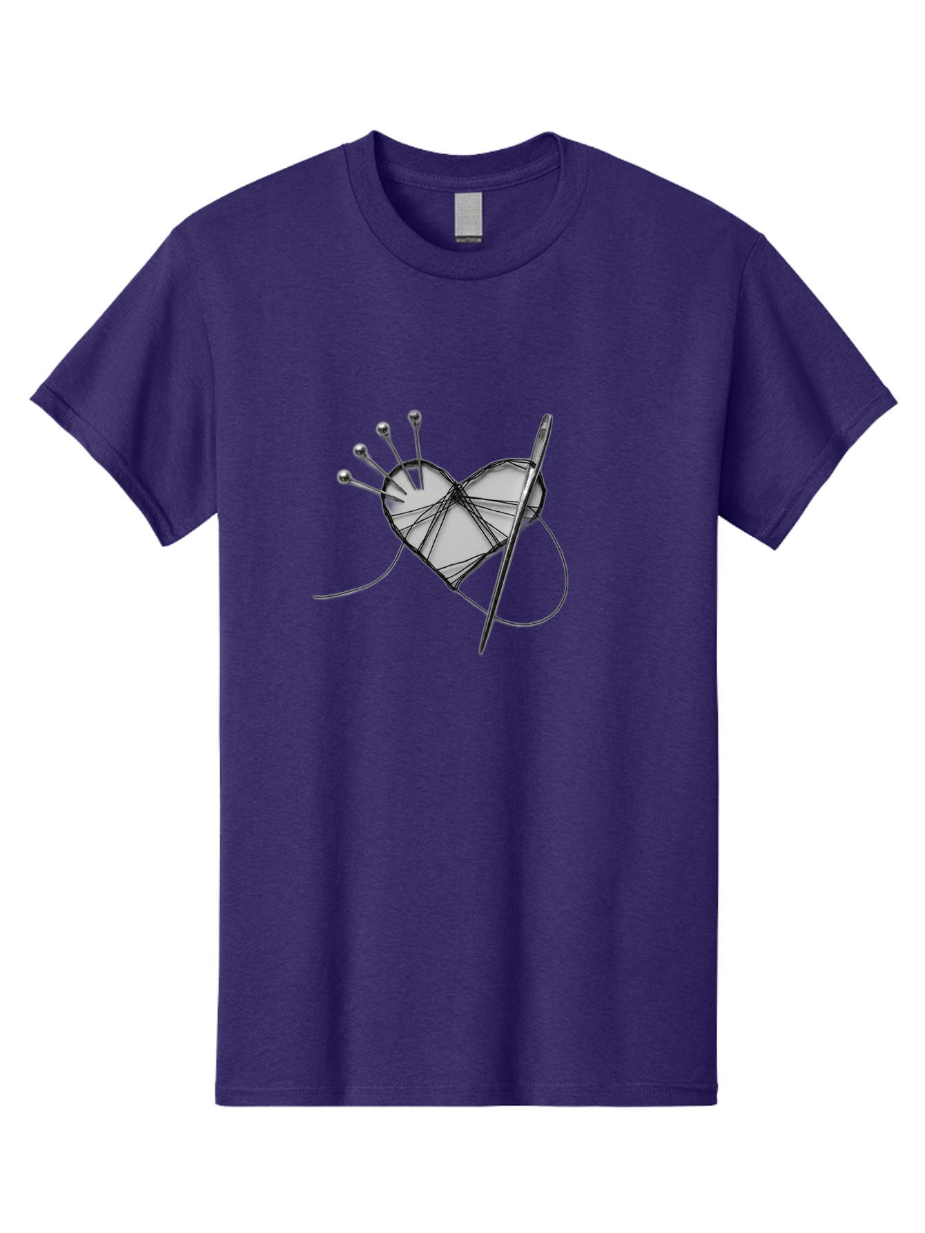 Sewing-Heart Men'S Graphic Tee, 100% Cotton, Comfortable Casual Summer Wear, Machine Washable, Sewing, Heart Shape, Needle And Thread, Pin Cushion, Crafting, Diy, Embroidery, Handmade, Repair, Symbol Of Love Bad530 14
