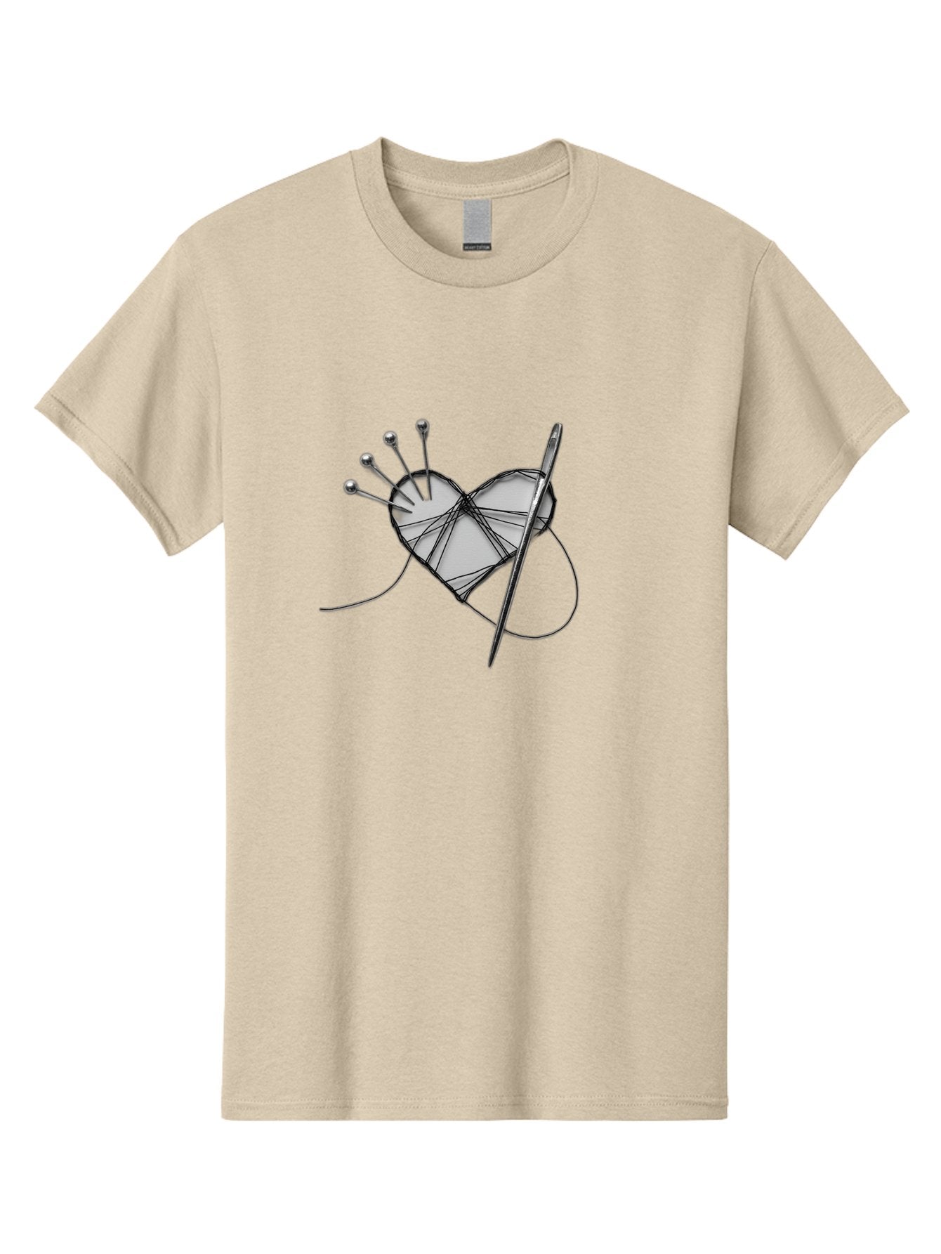 Sewing-Heart Men'S Graphic Tee, 100% Cotton, Comfortable Casual Summer Wear, Machine Washable, Sewing, Heart Shape, Needle And Thread, Pin Cushion, Crafting, Diy, Embroidery, Handmade, Repair, Symbol Of Love Bad530 7