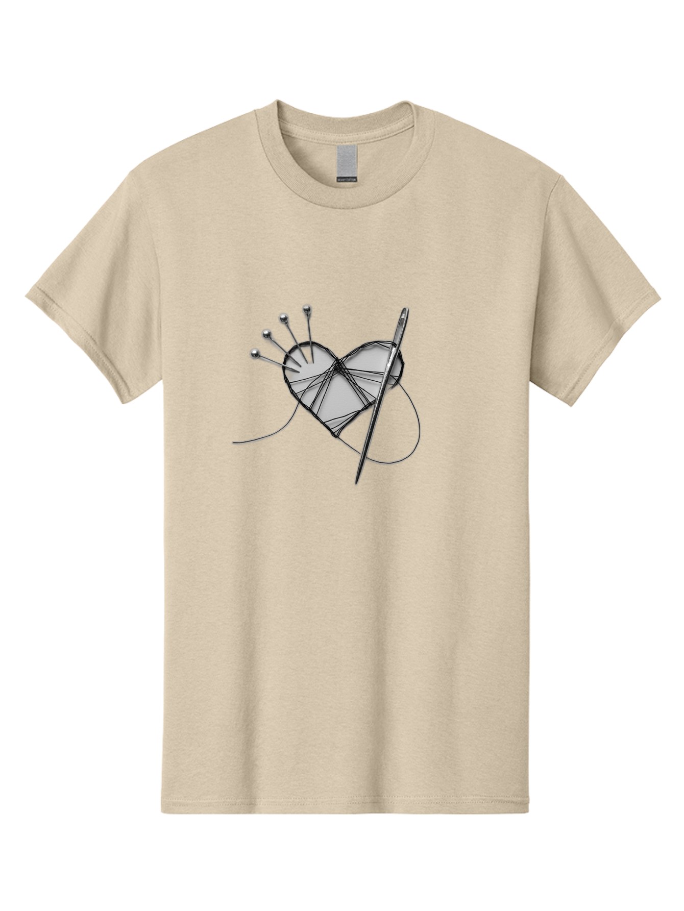 Sewing-Heart Men'S Graphic Tee, 100% Cotton, Comfortable Casual Summer Wear, Machine Washable, Sewing, Heart Shape, Needle And Thread, Pin Cushion, Crafting, Diy, Embroidery, Handmade, Repair, Symbol Of Love Bad530 13