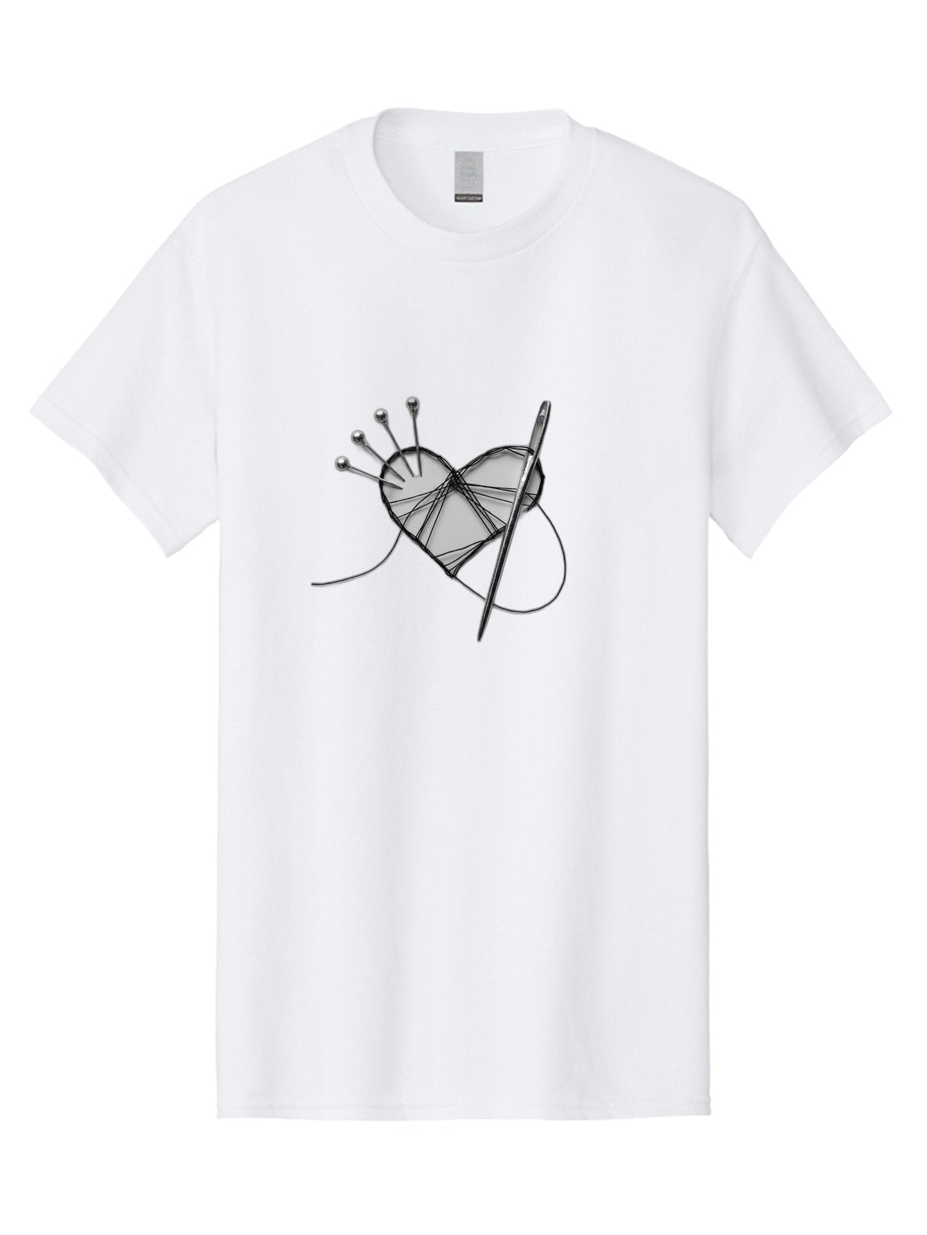 Sewing-Heart Men'S Graphic Tee, 100% Cotton, Comfortable Casual Summer Wear, Machine Washable, Sewing, Heart Shape, Needle And Thread, Pin Cushion, Crafting, Diy, Embroidery, Handmade, Repair, Symbol Of Love Bad530 6