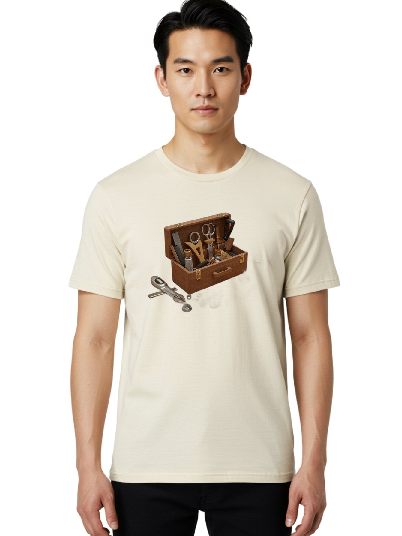 Sewing-Kit Men'S Graphic Tee, 100% Cotton, Comfortable Casual Summer Wear, Machine Washable, Sewing Kit, Wooden Box, Crafting Tools, Scissors, Spool Of Thread, Tailor Supplies, Sewing Accessories, Needle Threader Bad531 19