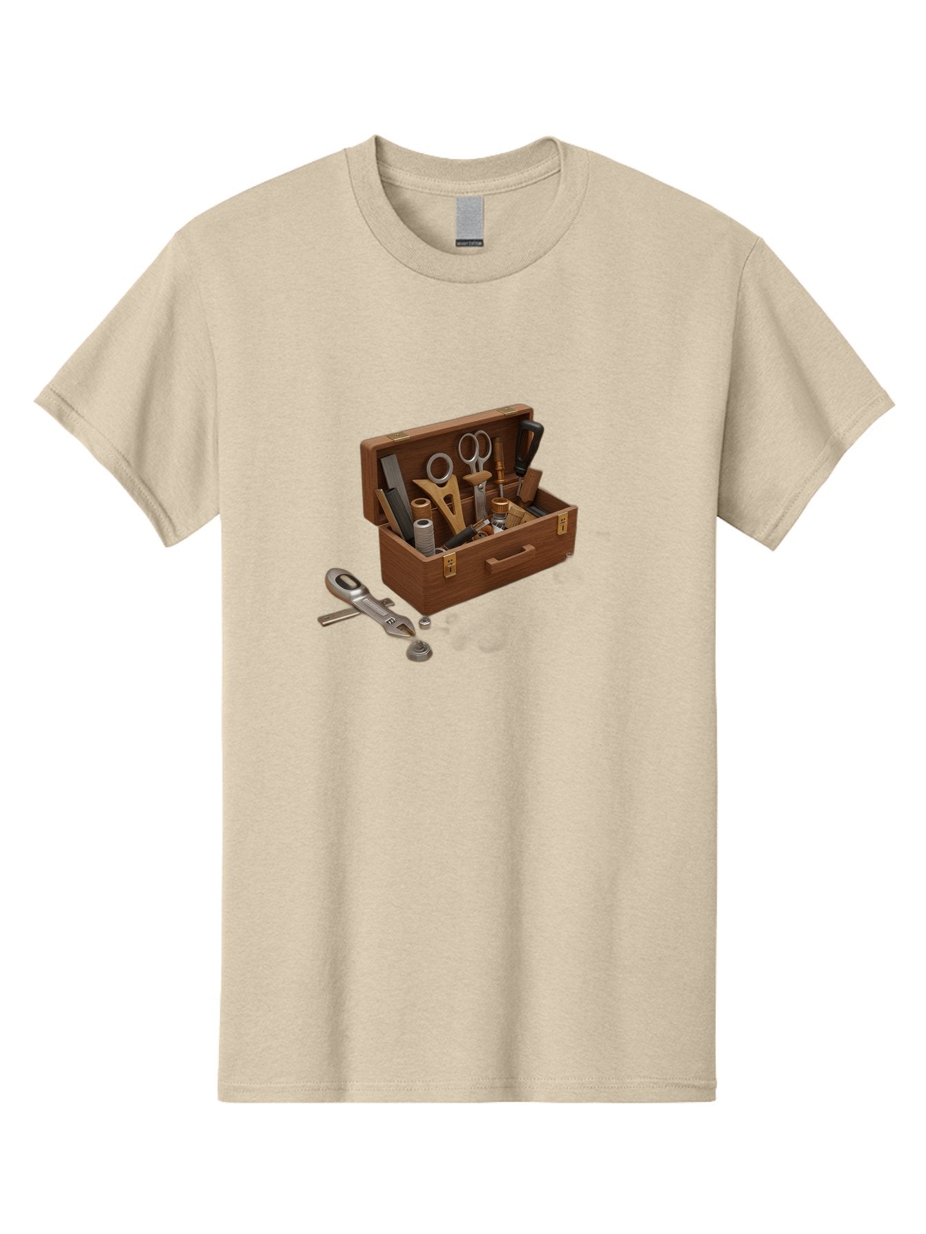 Sewing-Kit Men'S Graphic Tee, 100% Cotton, Comfortable Casual Summer Wear, Machine Washable, Sewing Kit, Wooden Box, Crafting Tools, Scissors, Spool Of Thread, Tailor Supplies, Sewing Accessories, Needle Threader Bad531 5