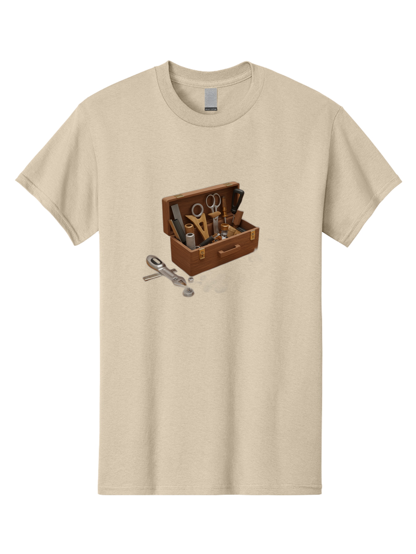 Sewing-Kit Men'S Graphic Tee, 100% Cotton, Comfortable Casual Summer Wear, Machine Washable, Sewing Kit, Wooden Box, Crafting Tools, Scissors, Spool Of Thread, Tailor Supplies, Sewing Accessories, Needle Threader Bad531 8