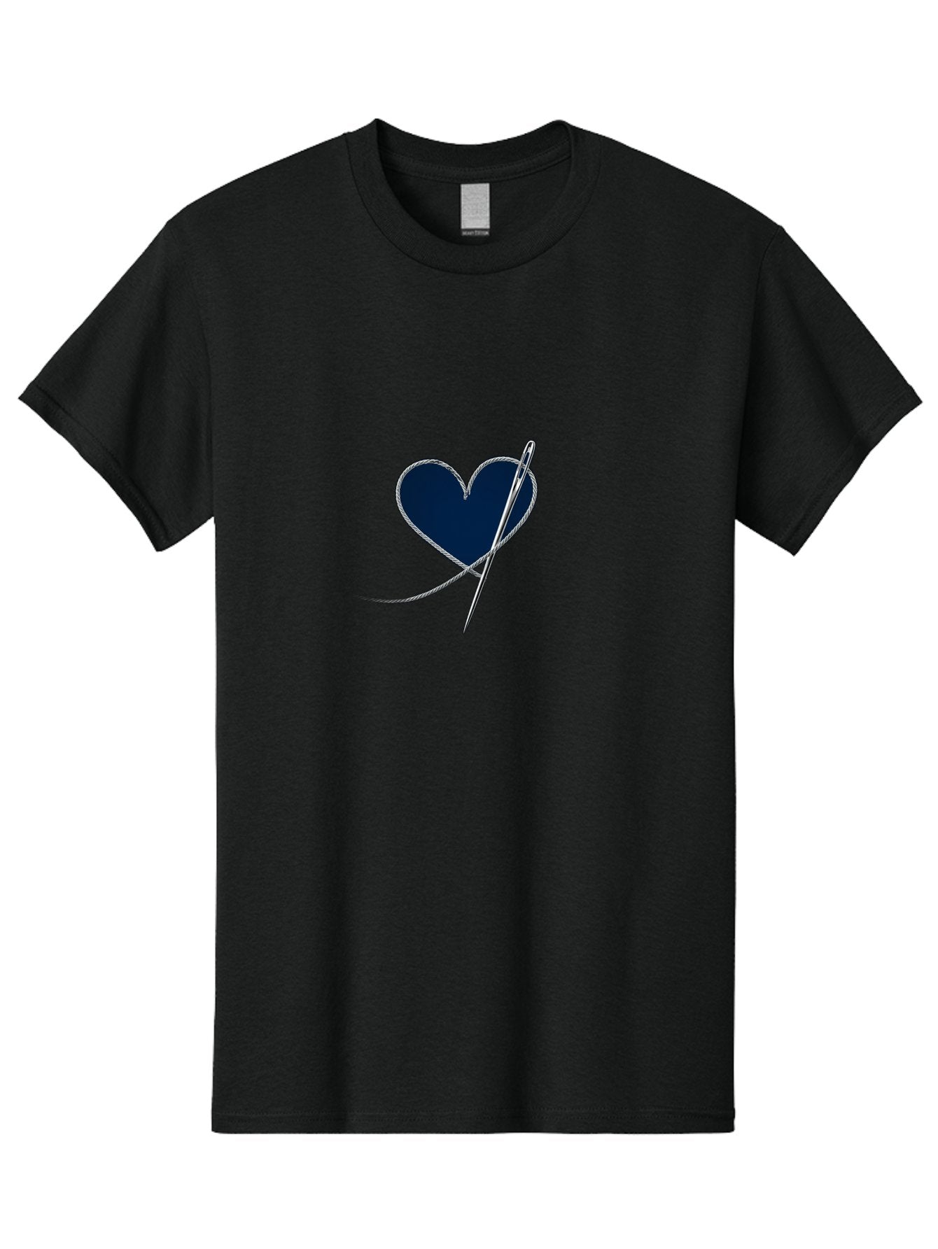 Sewing-Needle-Heart Men'S Graphic Tee, 100% Cotton, Comfortable Casual Summer Wear, Machine Washable, Heart With Needle And Thread, Sewn Love, Handmade Craft, Embroidery Art, Stitched Heart, Needlework, Diy Decoration, Silver Thread Bad533