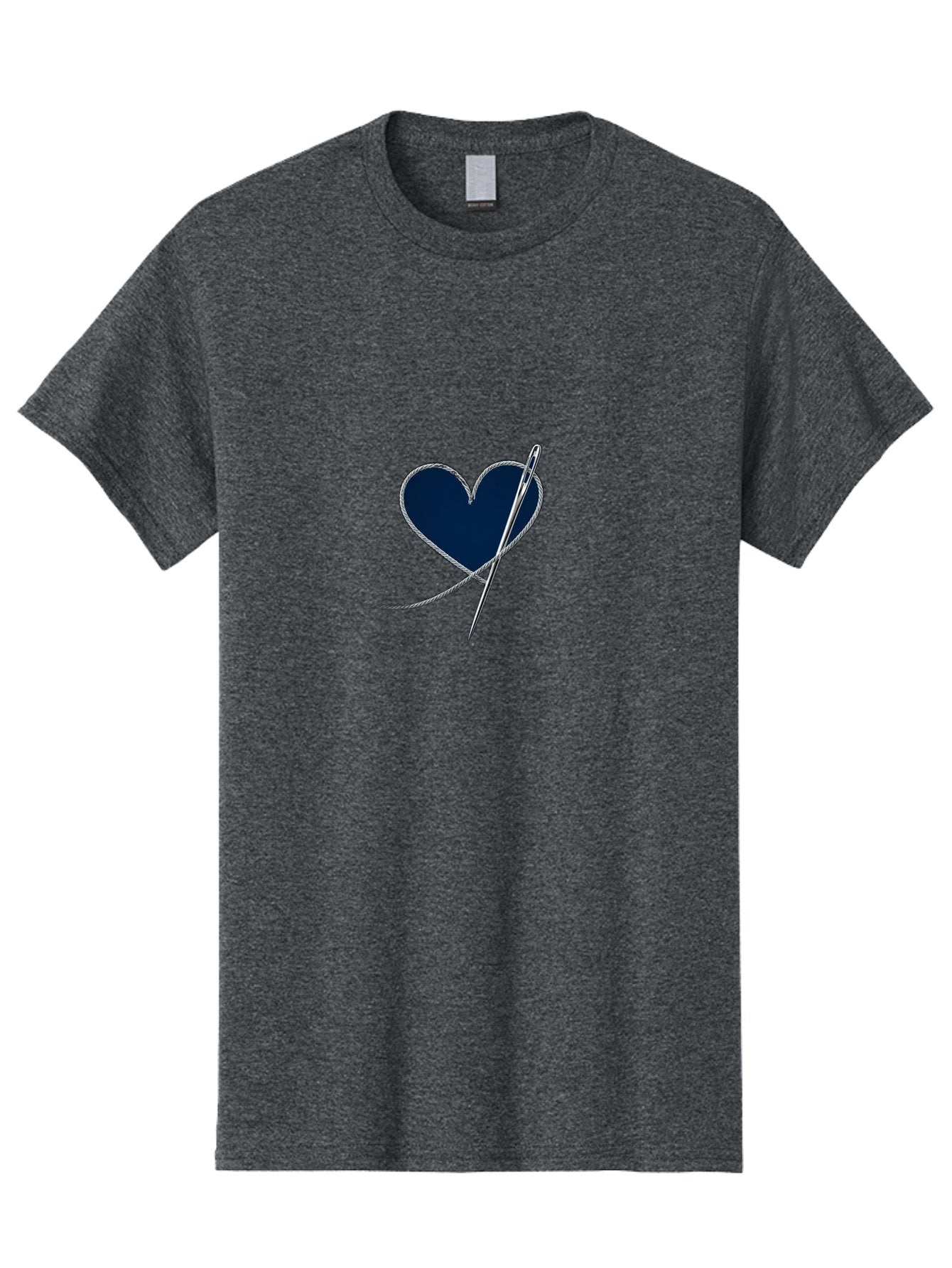 Sewing-Needle-Heart Men'S Graphic Tee, 100% Cotton, Comfortable Casual Summer Wear, Machine Washable, Heart With Needle And Thread, Sewn Love, Handmade Craft, Embroidery Art, Stitched Heart, Needlework, Diy Decoration, Silver Thread Bad533 5