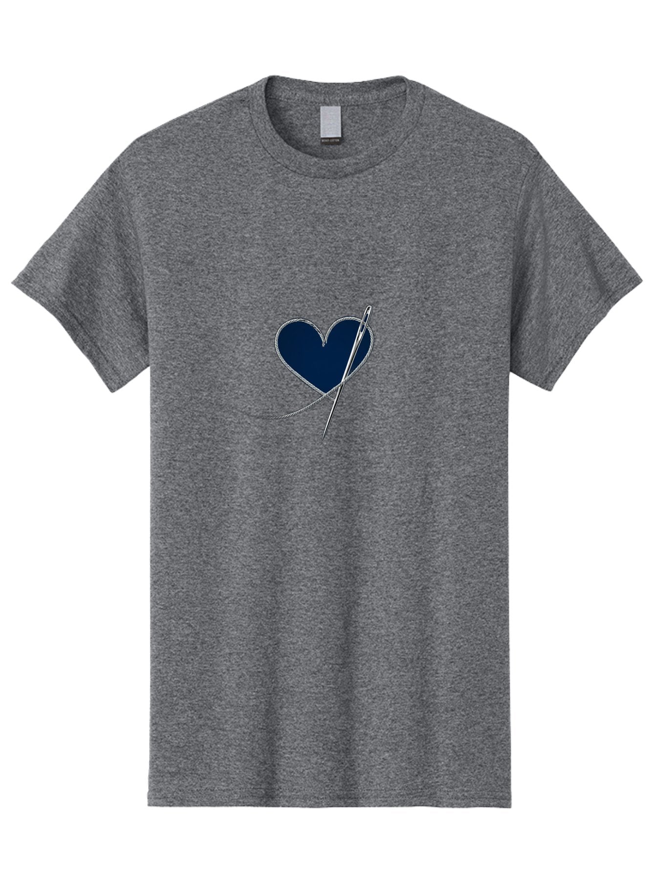 Sewing-Needle-Heart Men'S Graphic Tee, 100% Cotton, Comfortable Casual Summer Wear, Machine Washable, Heart With Needle And Thread, Sewn Love, Handmade Craft, Embroidery Art, Stitched Heart, Needlework, Diy Decoration, Silver Thread Bad533 7