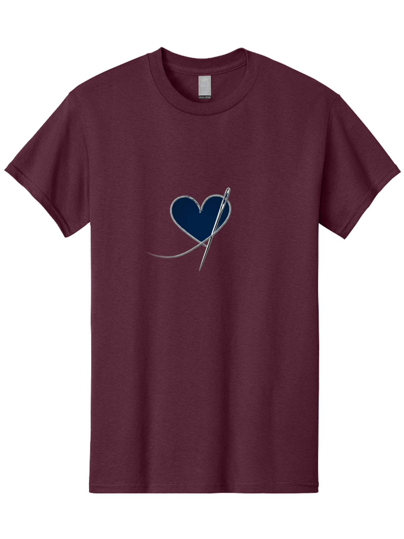 Sewing-Needle-Heart Men'S Graphic Tee, 100% Cotton, Comfortable Casual Summer Wear, Machine Washable, Heart With Needle And Thread, Sewn Love, Handmade Craft, Embroidery Art, Stitched Heart, Needlework, Diy Decoration, Silver Thread Bad533 4