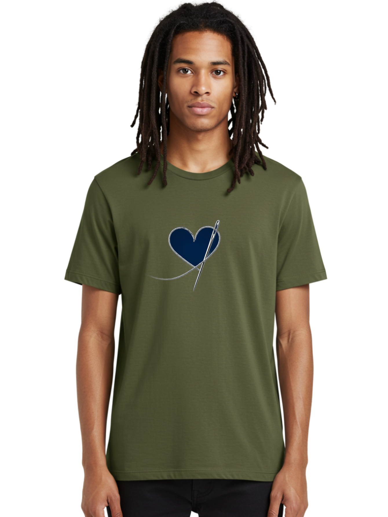 Sewing-Needle-Heart Men'S Graphic Tee, 100% Cotton, Comfortable Casual Summer Wear, Machine Washable, Heart With Needle And Thread, Sewn Love, Handmade Craft, Embroidery Art, Stitched Heart, Needlework, Diy Decoration, Silver Thread Bad533 27